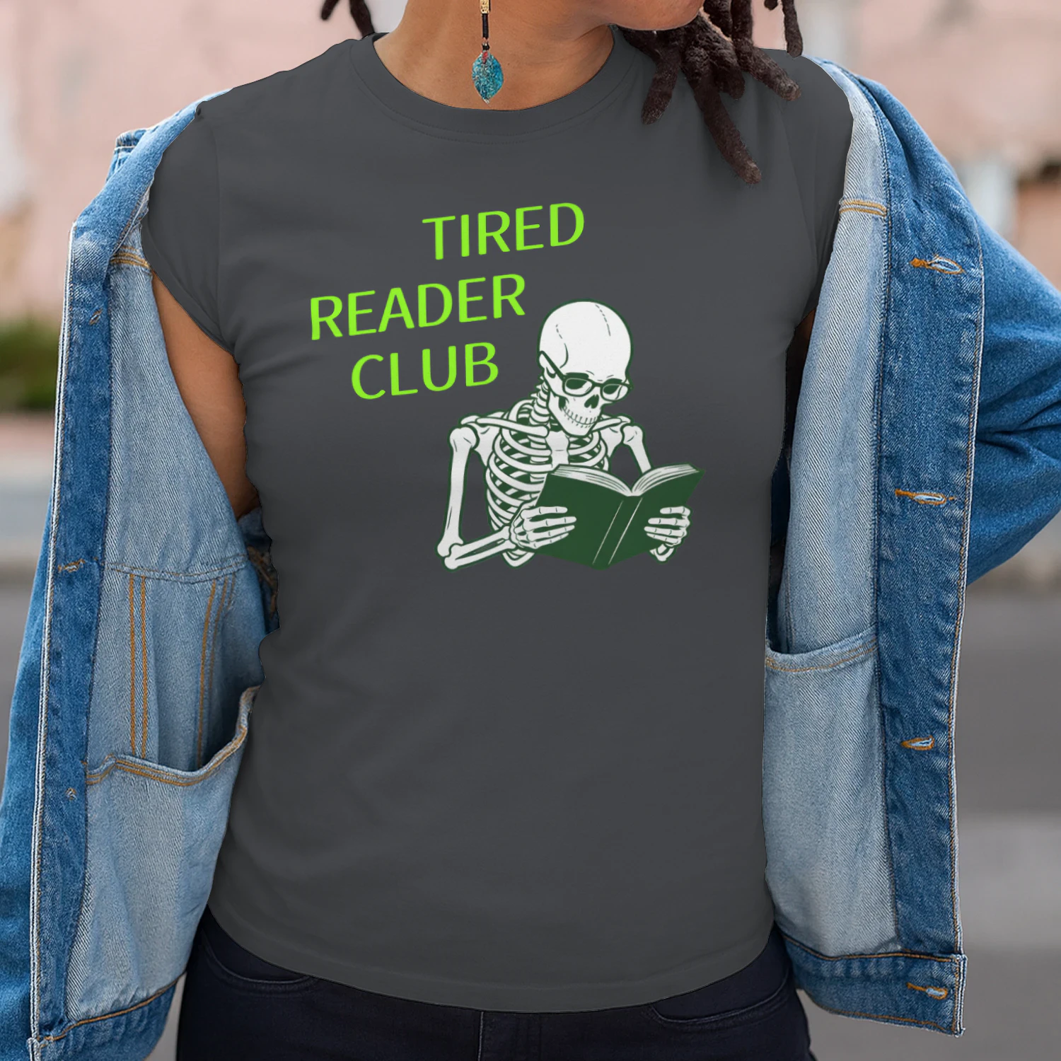 Tired Reader Club Heavy Cotton Dark Colors T-shirt 1 Side, Book Club Gildan Tee, Readers Club Shirt, Book Lover Gifts