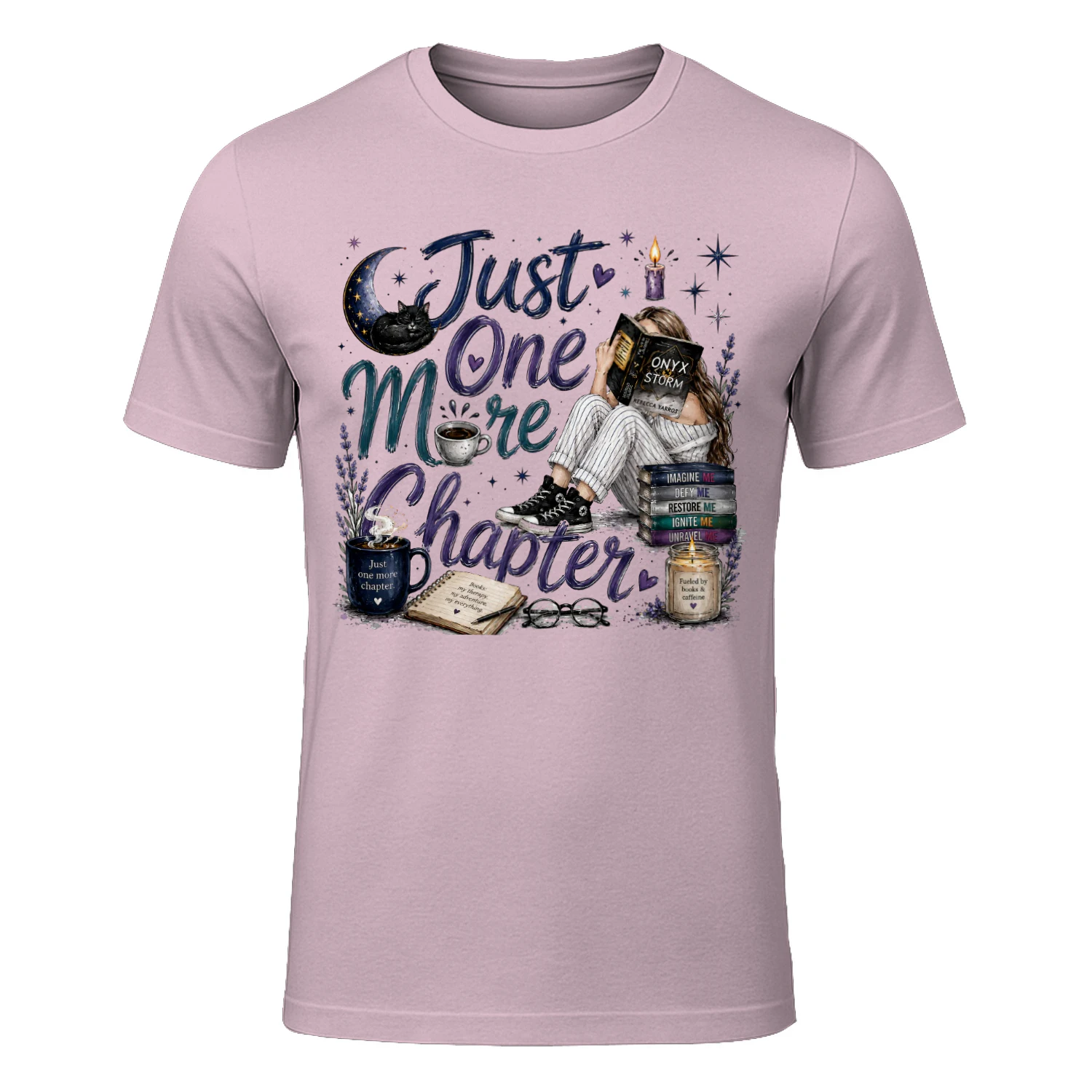 Just One More Chapter Heavy Cotton Light Colors T-shirt 1 Side, Fourth Wing Gildan Tee, Romantasy Shirt, Book Lover Gifts