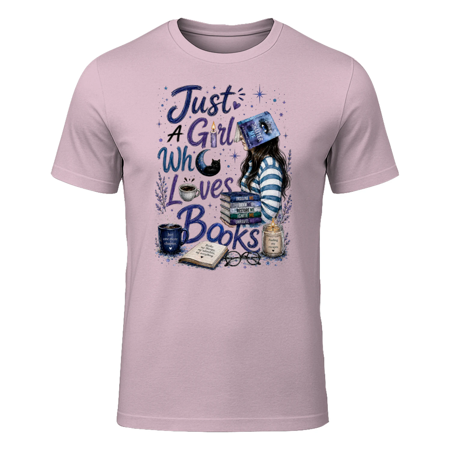 Just A Girl Who Lovers Books Heavy Cotton Light Colors T-shirt 1 Side, Shatter Me Gildan Tee, Romantasy Shirt, Book Lover Gifts