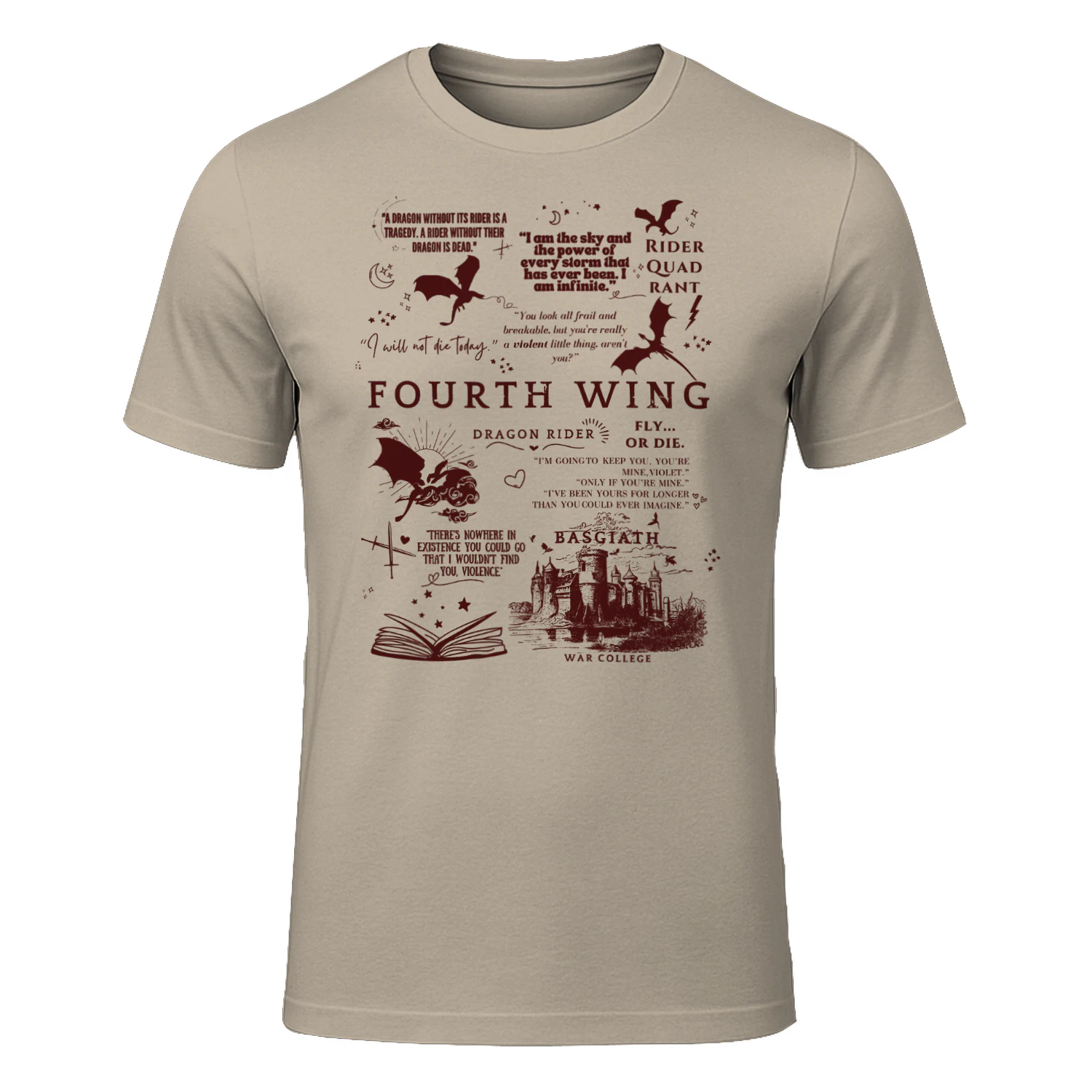 Fourth Wing Heavy Cotton Light Colors T-shirt 1 Side, The Empyrean Series Gildan Tee, Fantasy Romance Book Shirt, Book Gifts