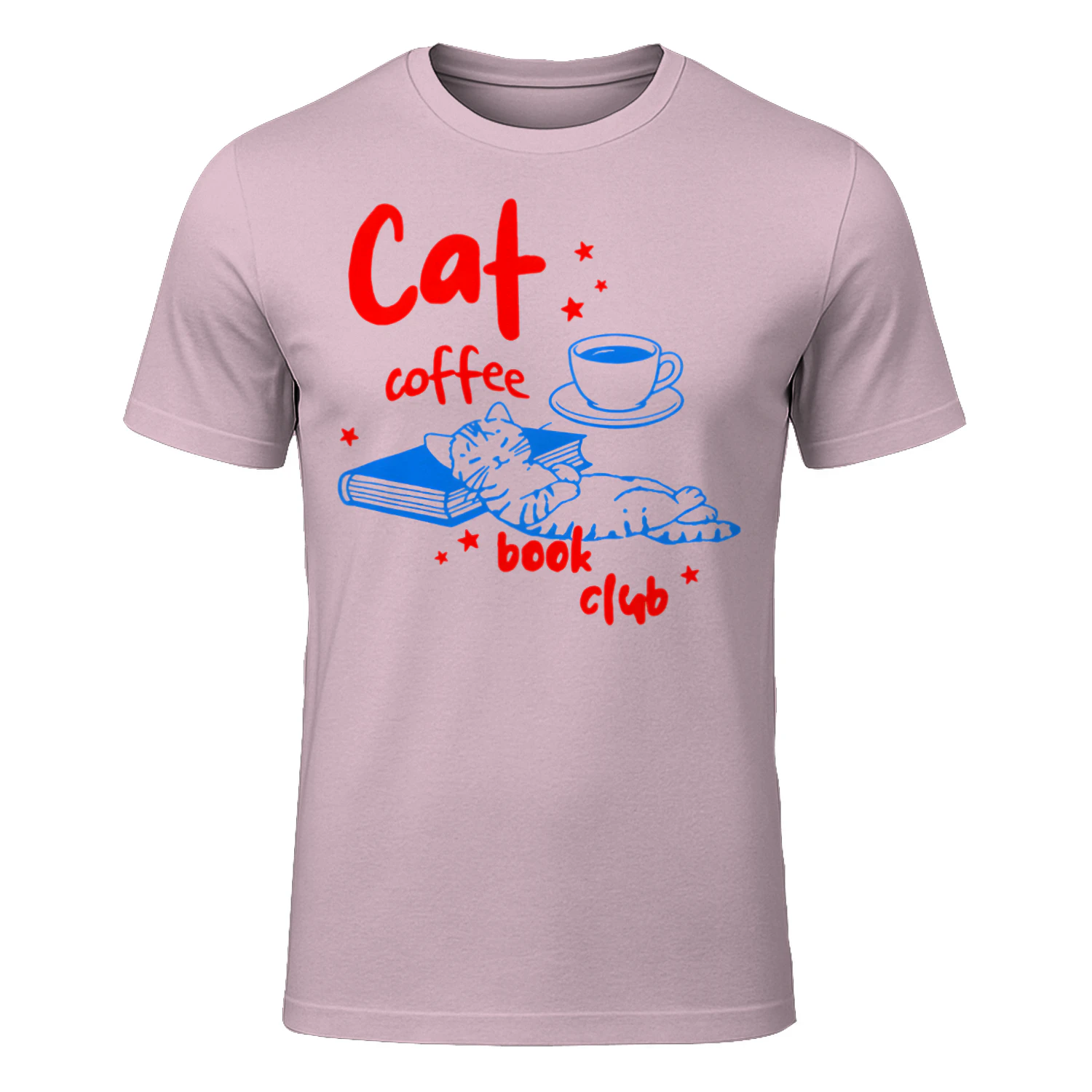 Cat, Coffee, Book Club Heavy Cotton Light Colors T-shirt 1 Side, Book Club Gildan Tee, Readers Club Shirt, Book Lover Gifts
