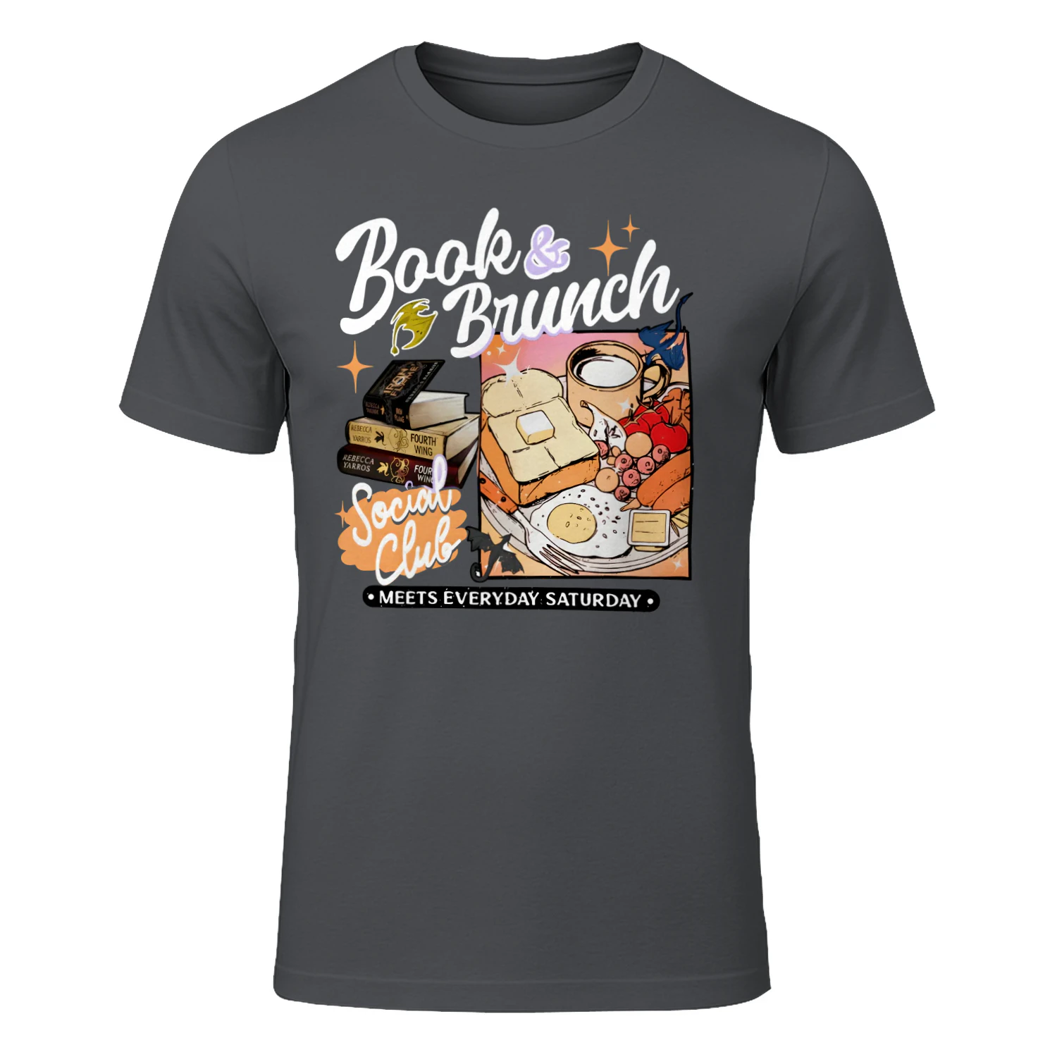 Book Brunch Heavy Cotton Dark Colors T-shirt 1 Side, Social Club Gildan Tee, Readers Club Shirt, Book Lover Gifts