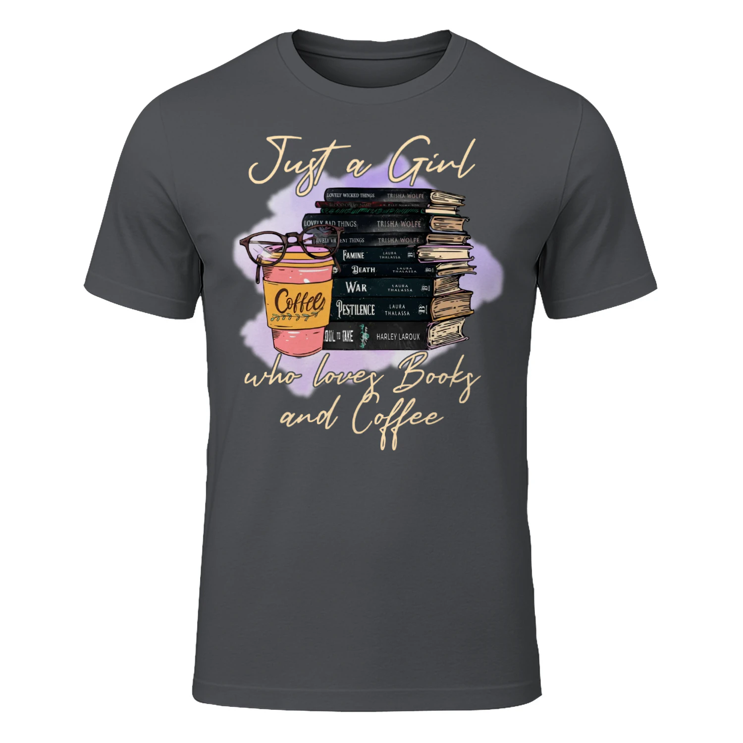 Girl Love Book And Coffee Heavy Cotton T-shirt 1 Side, Dark Romance Book Tee, Romantasy Book Shirt, Book Lover Gifts