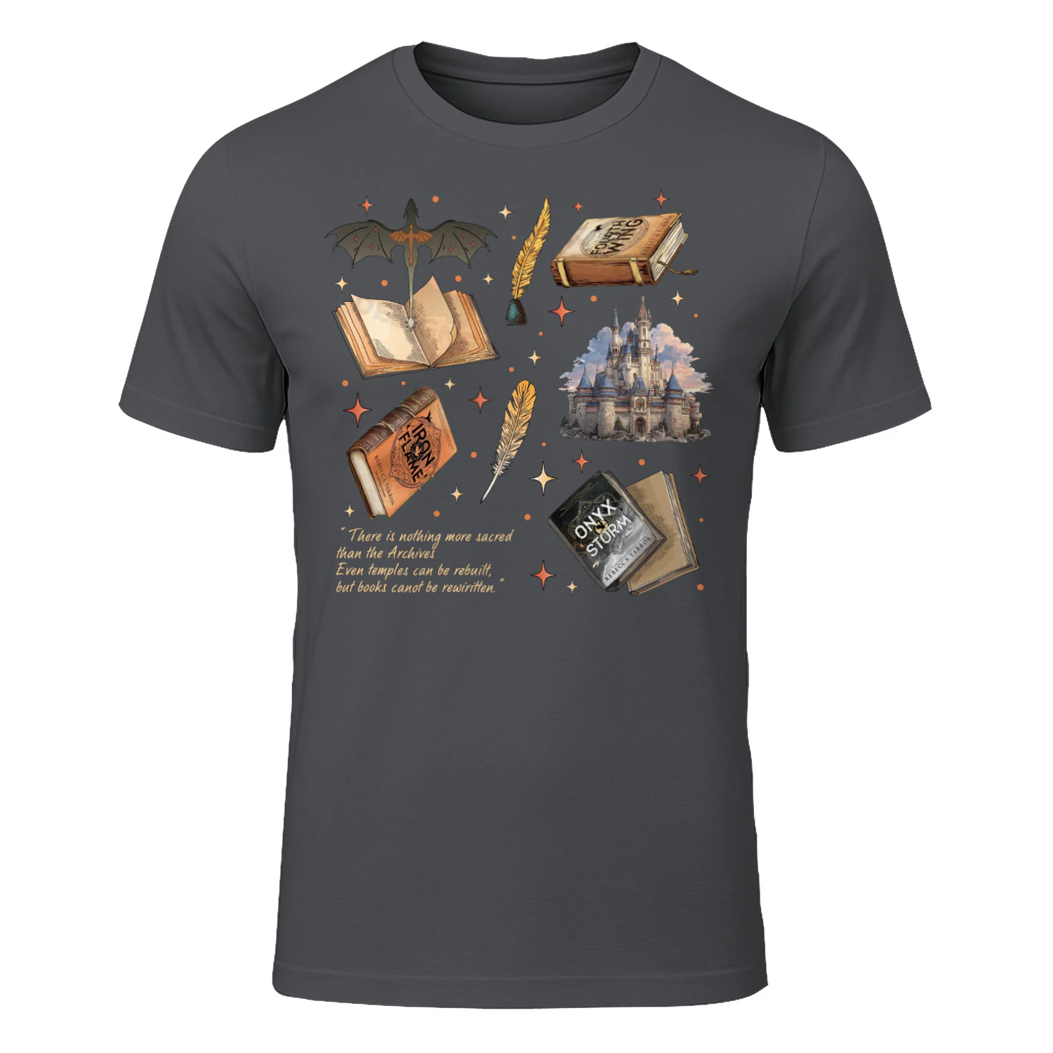 Fourth Wing Heavy Cotton Dark Colors T-shirt 1 Side, The Empyrean Series Gildan Tee, Fantasy Romance Book Shirt, Book Lover Gifts
