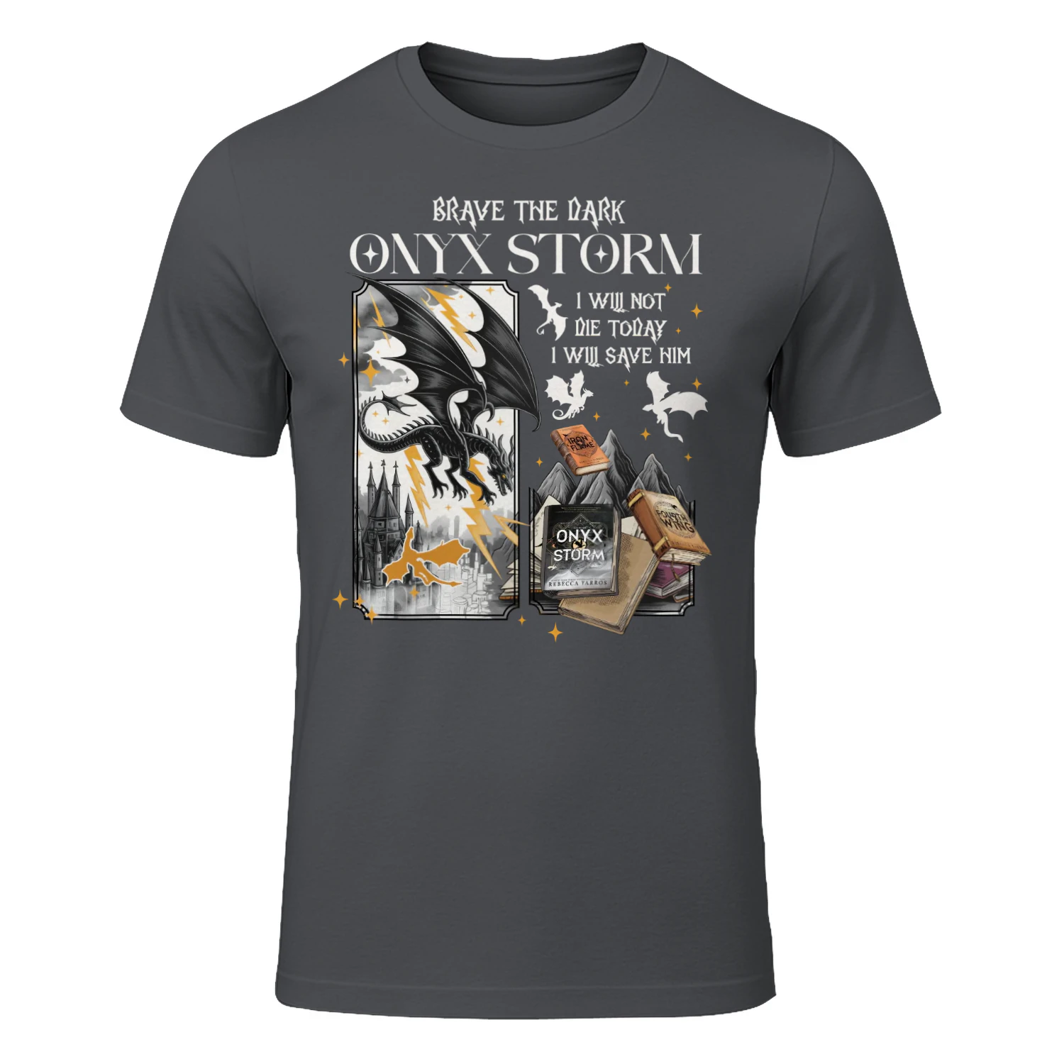Brave The Dark Onyx Storm Heavy Cotton Dark Colors T-shirt 1 Side, The Empyrean Series Gildan Tee, Fantasy Romance Book Shirt, Book Lover Gifts