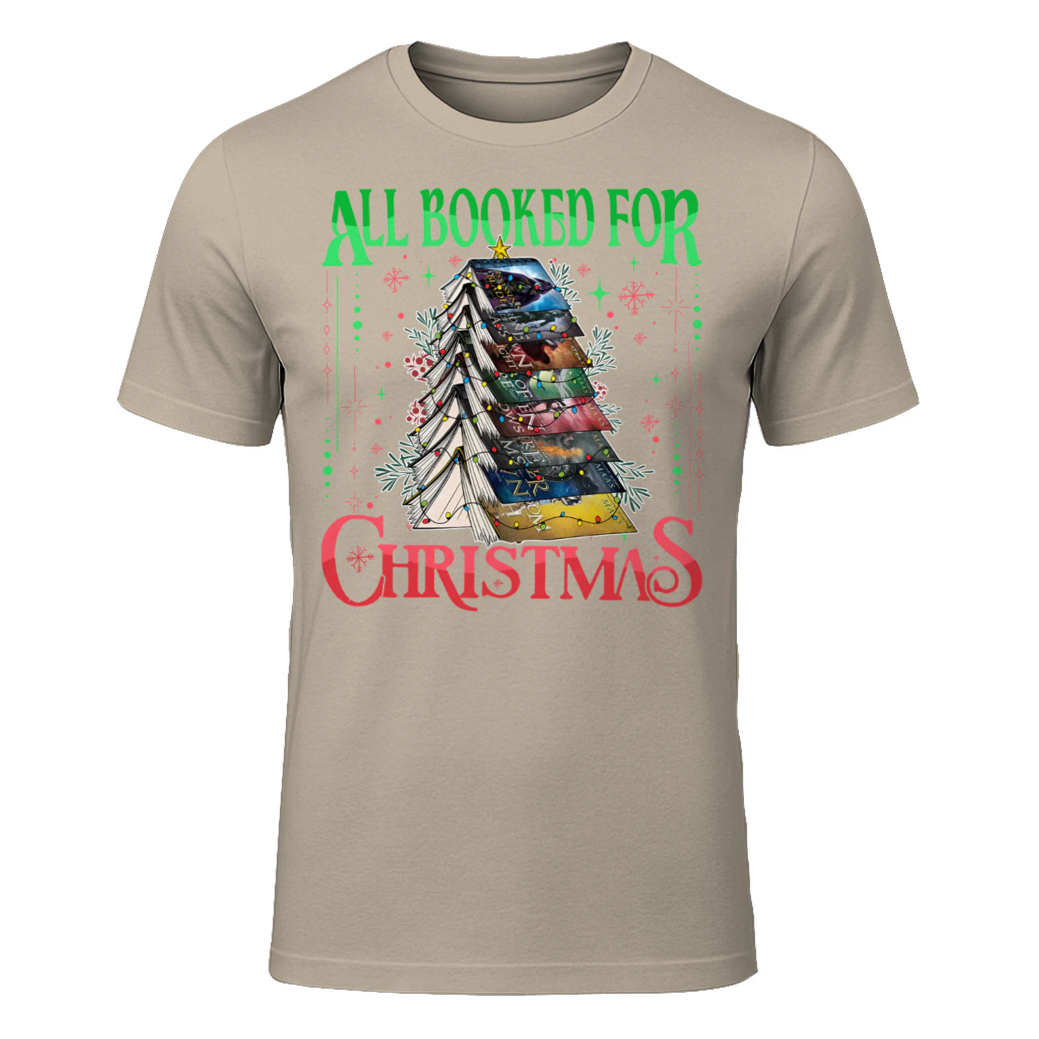 All Booked For Christmas Heavy Cotton Light Colors T-shirt 1 Side, Acotar Gildan Tee, Romantasy Book Shirt, Book Gifts
