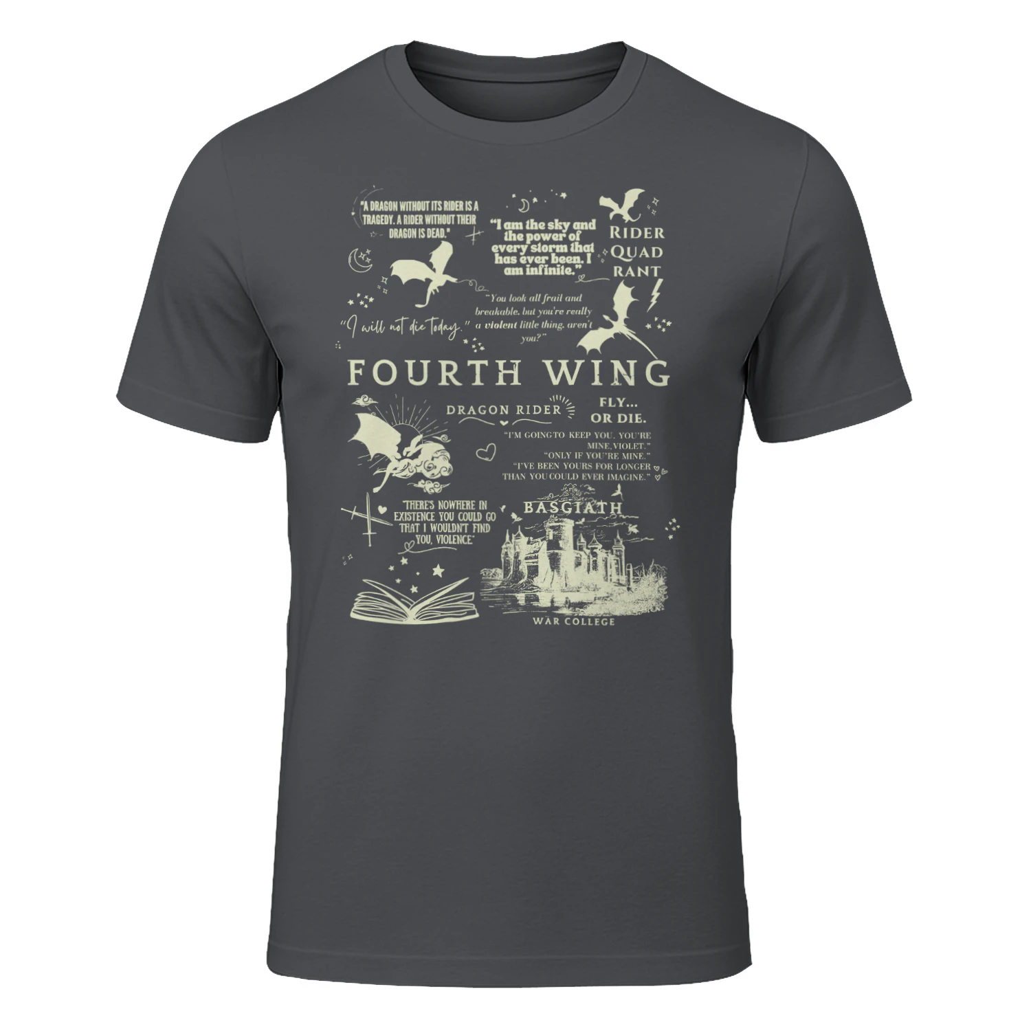 Fourth Wing Heavy Cotton Dark Colors T-shirt 1 Side, The Empyrean Series Gildan Tee, Fantasy Romance Book Shirt, Book Lover Gifts