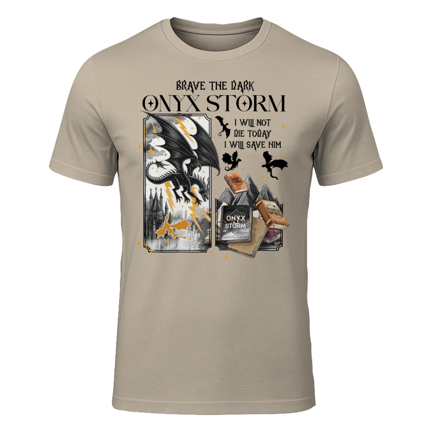 Brave The Dark Onyx Storm Heavy Cotton Light Colors T-shirt 1 Side, The Empyrean Series Gildan Tee, Fantasy Romance Book Shirt, Book Gifts