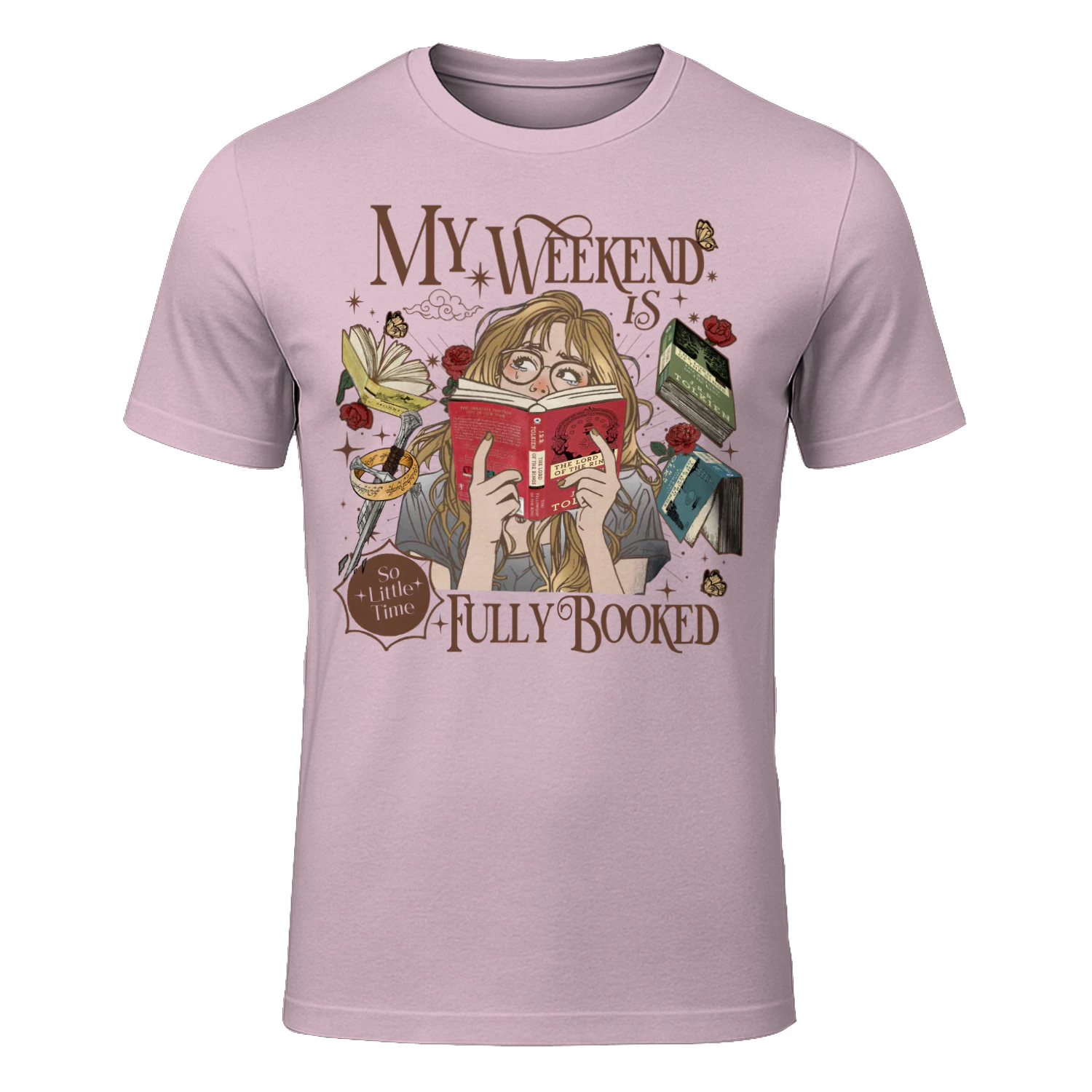 My Weekend Is Fully Booked Heavy Cotton Light Colors T-shirt 1 Side, The Lord Of The Rings Gildan Tee, Epic Fantasy Shirt, Book Lover Gifts