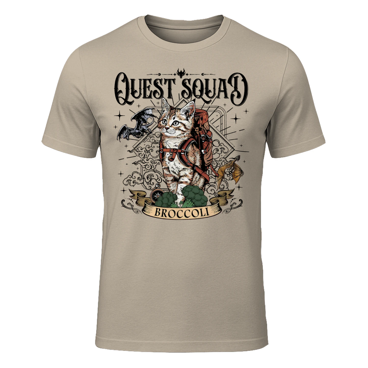 Quest Squad Broccoli Heavy Cotton Light Colors T-shirt 1 Side, Fourth Wing Gildan Tee, Fantasy Romance Book Shirt, Book Lover Gifts