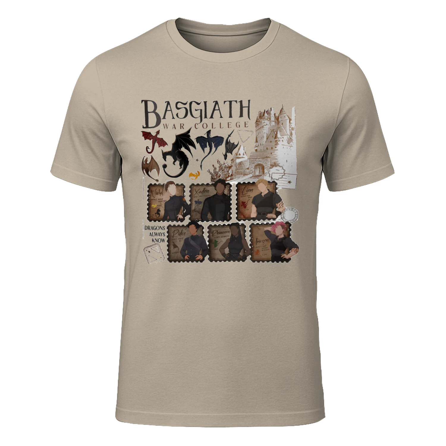 Basgiath War College Heavy Cotton Light Colors T-shirt 1 Side, Fourth Wing Gildan Tee, Fantasy Romance Book Shirt, Book Lover Gifts
