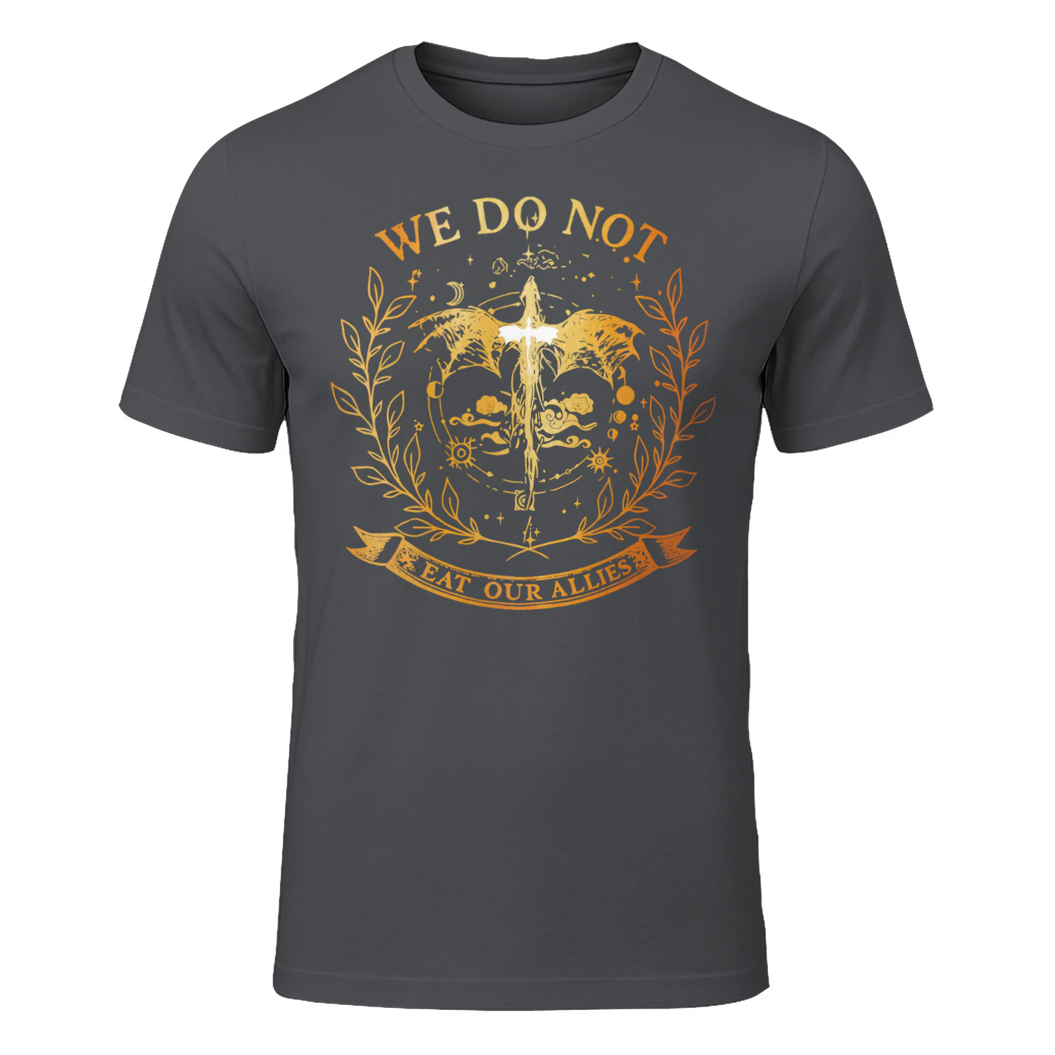 We Do Not Eat Our Allies Heavy Cotton Dark Colors T-shirt 1 Side, Fourth Wing Gildan Tee, Fantasy Romance Book Shirt, Book Lover Gifts