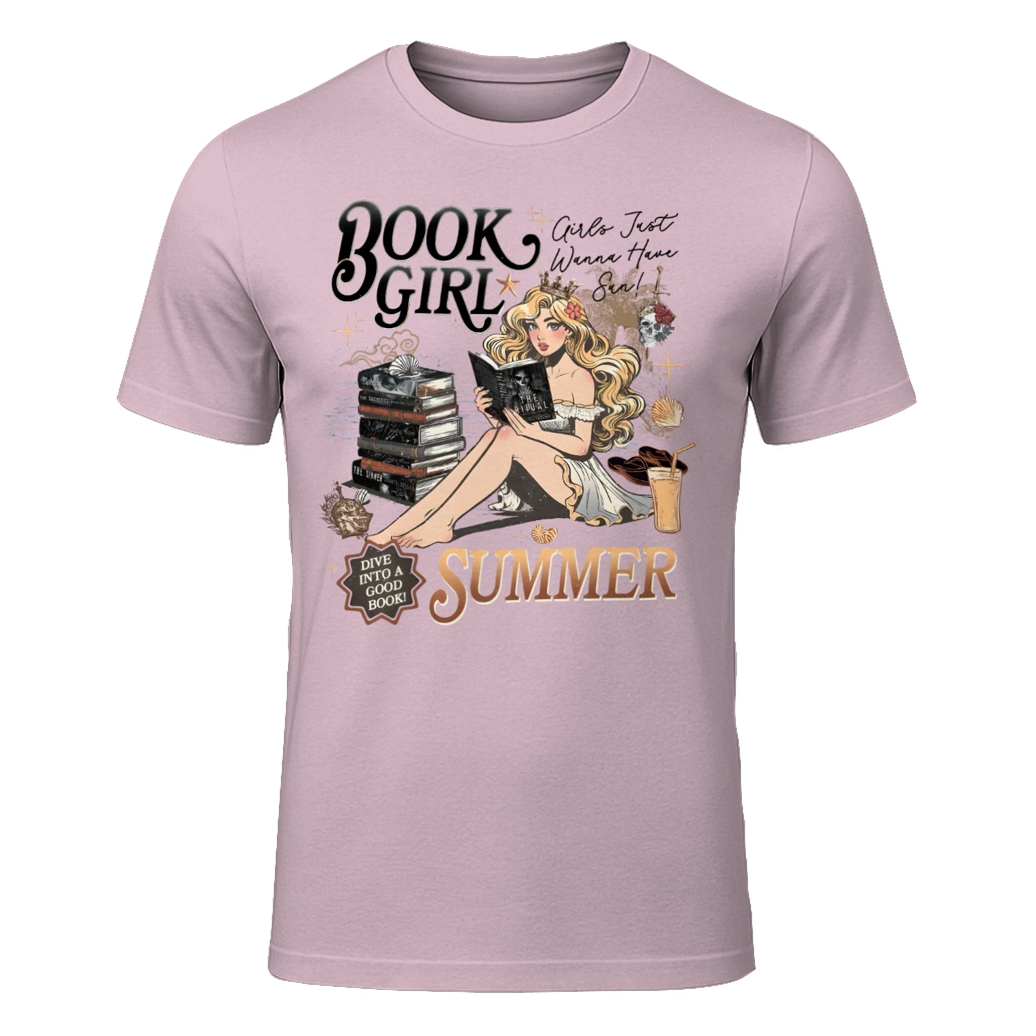 Book Girl Summer Heavy Cotton Light Colors T-shirt 2 Side, The Enemy Series Gildan Tee, Survival Horror Book Shirt, Book Lover Gifts