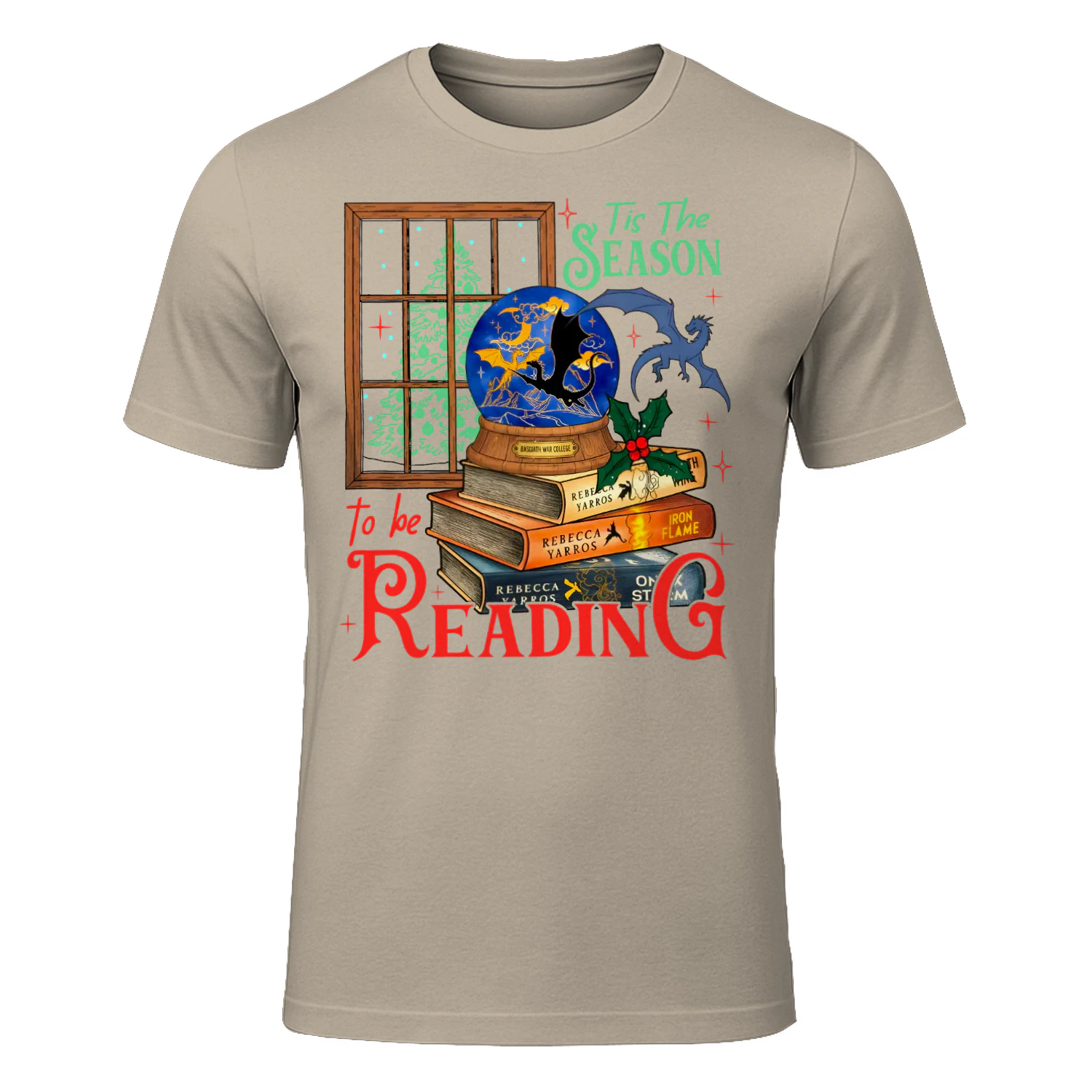Tis The Season To Be Reading Heavy Cotton T-shirt 1 Side, Fourth Wing Series Gildan Tee, Romantasy Book Shirt, Book Lover Gifts