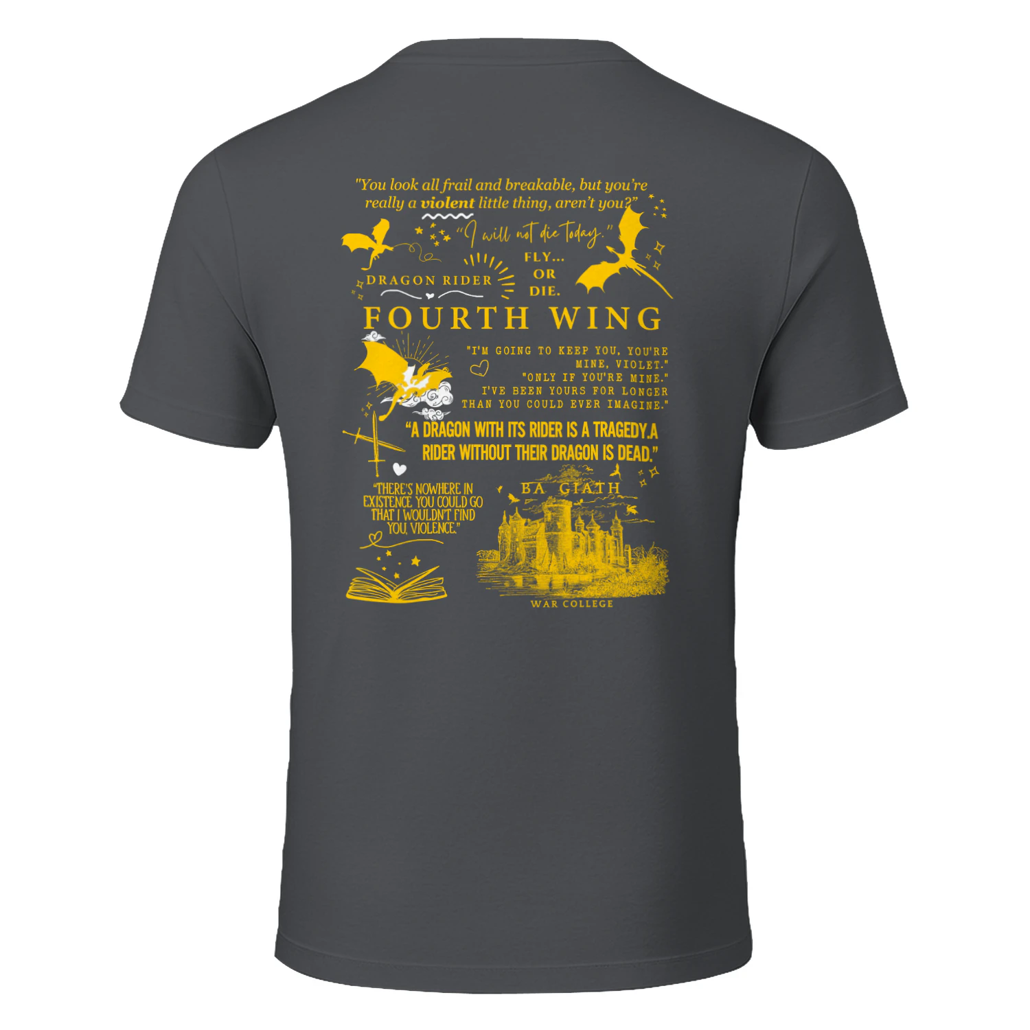 Basgiath War College Heavy Cotton Shirt 2 Side, Fourth Wing Series Tee, Romantasy Shirt, Book Lover Gifts