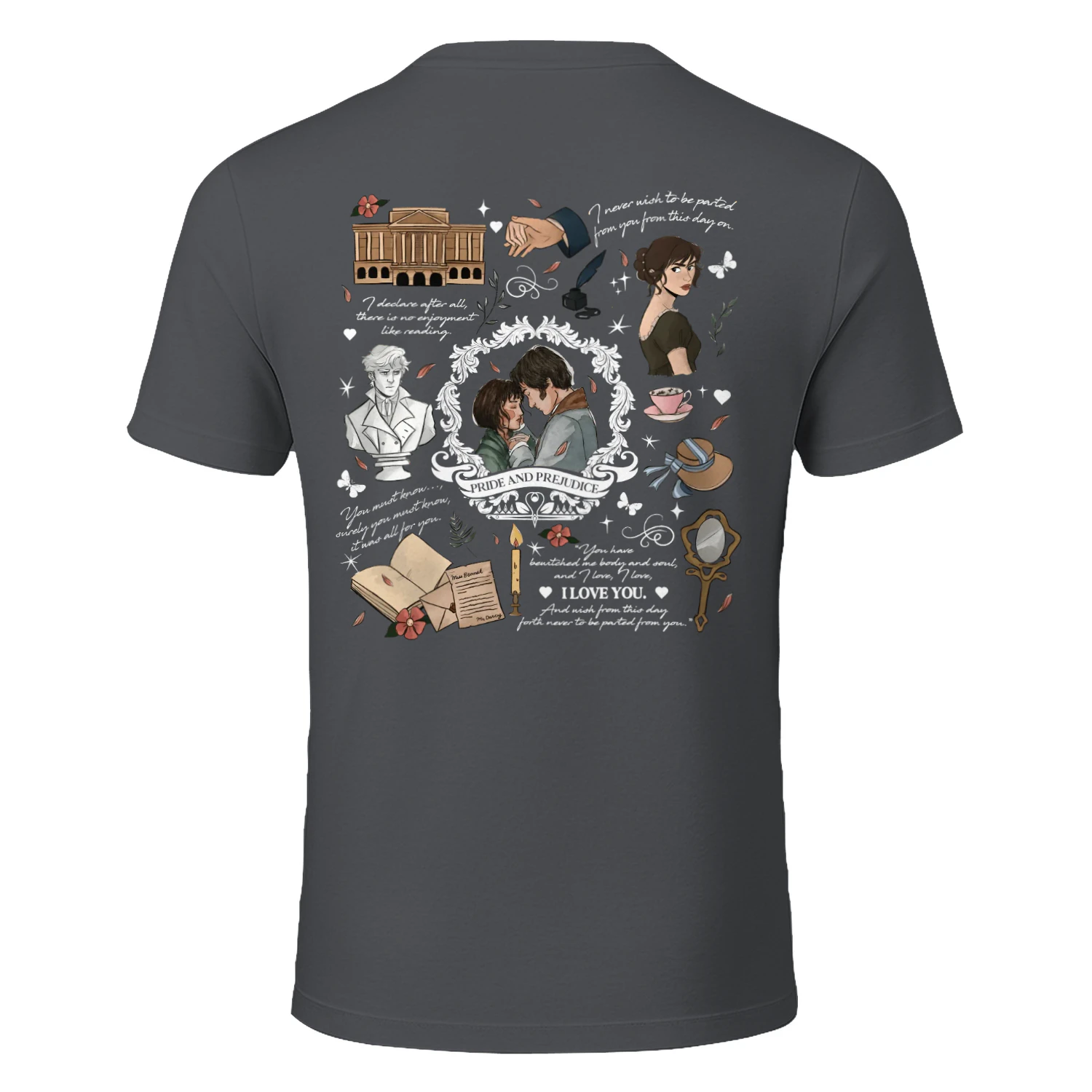 Pride & Prejudice Heavy Cotton T-Shirt 2 Side, Romance Tee, Classic Literature Shirt, Book Lover Gifts