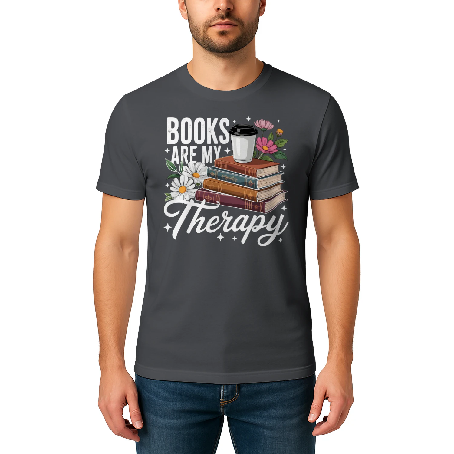 Book Are My Therapy V2 Heavy Cotton Dark Colors T-shirt 1 Side, Book Club Gildan Tee, Readers Club Shirt, Book Lover Gifts