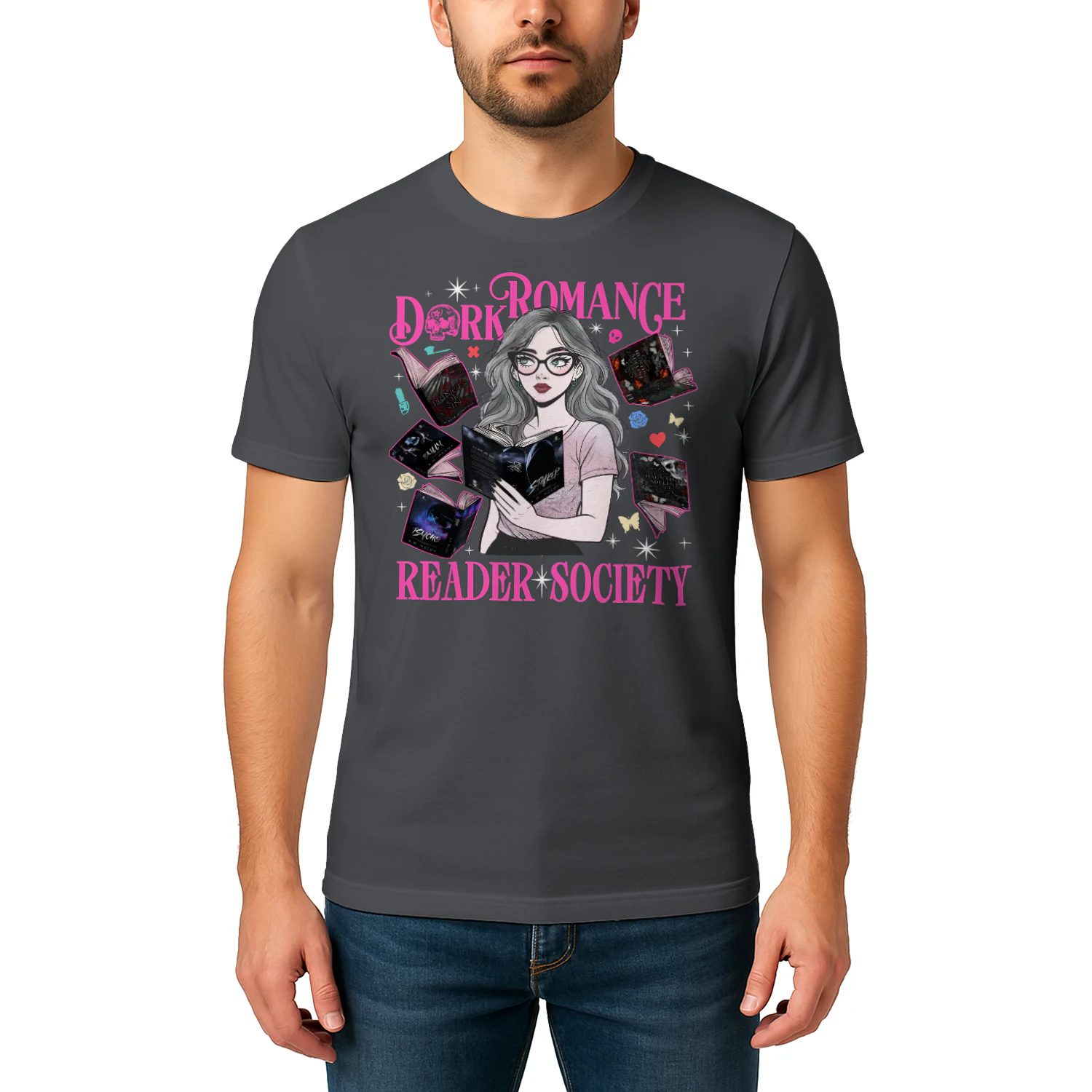 Reader Society Heavy Cotton T-shirt 1 Side, Dark Romance Book Tee, Romantasy Book Shirt, Book Lover Gifts