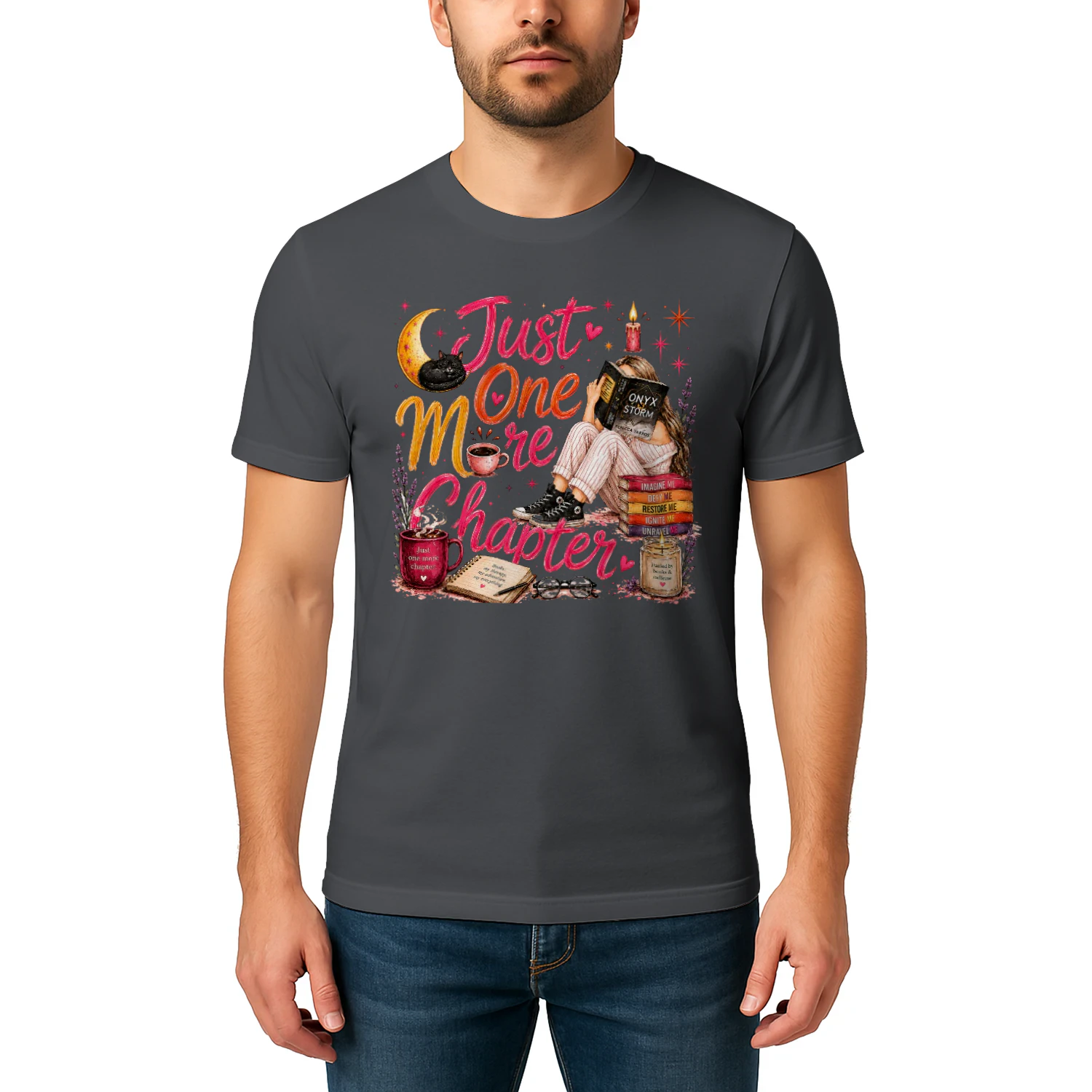 Just One More Chapter Heavy Cotton Dark Colors T-shirt 1 Side, Fourth Wing Gildan Tee, Romantasy Shirt, Book Lover Gifts
