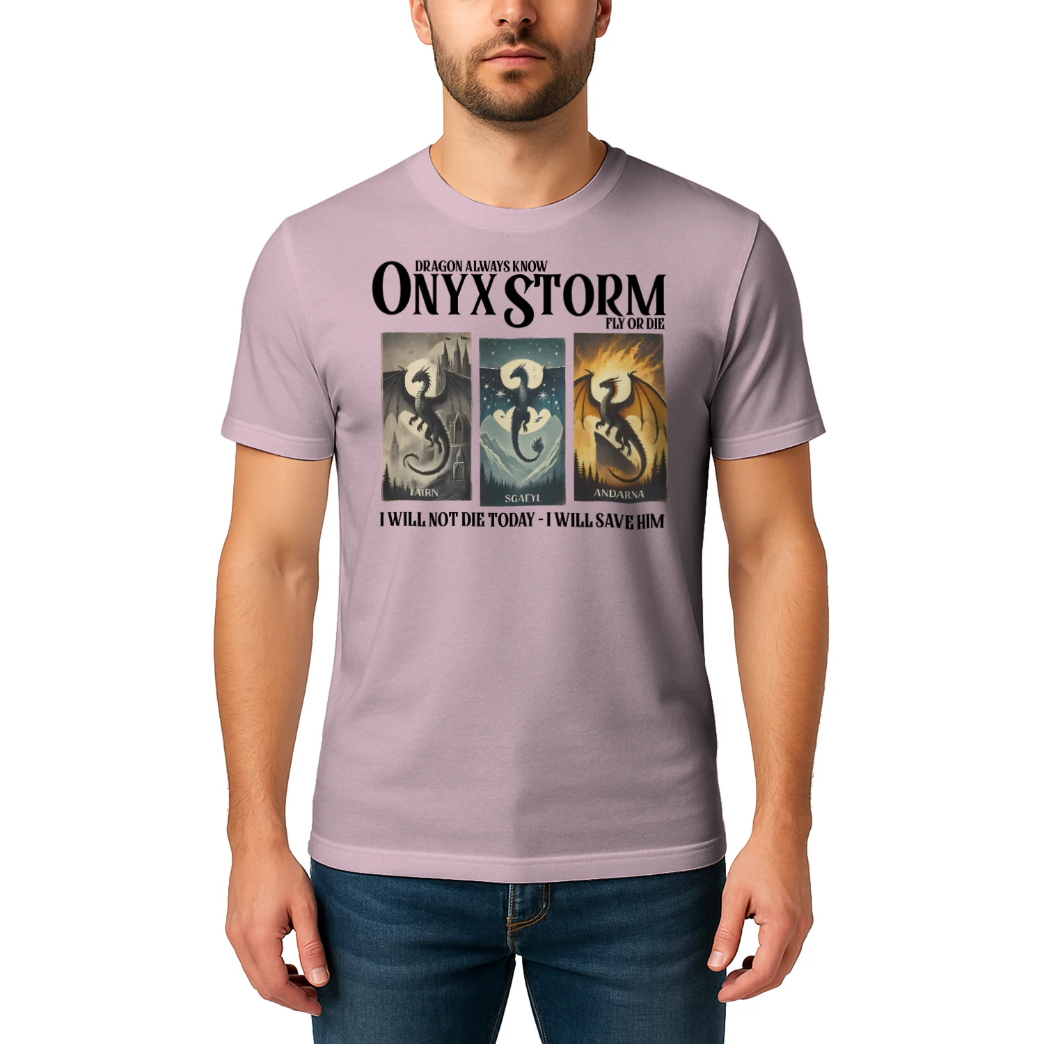 Onyx Storm Heavy Cotton Light Colors T-shirt 1 Side, The Empyrean Series Gildan Tee, Fantasy Romance Book Shirt, Book Lover Gifts