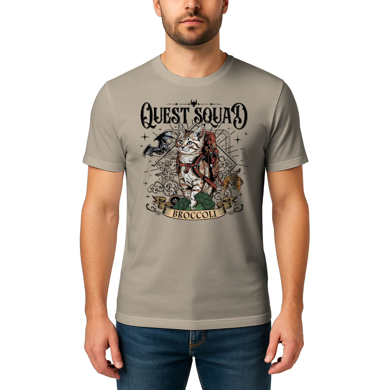 Quest Squad Broccoli Heavy Cotton Light Colors T-shirt 1 Side, Fourth Wing Gildan Tee, Fantasy Romance Book Shirt, Book Lover Gifts