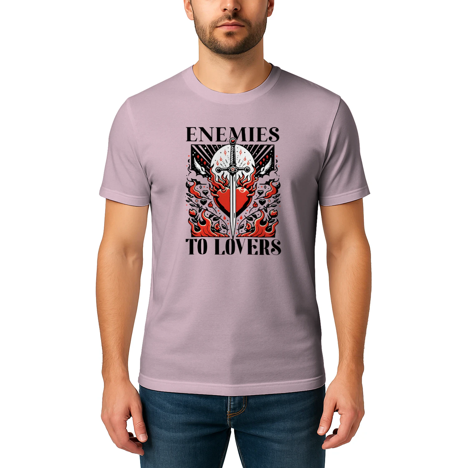 Enemies To Lovers Heavy Cotton Light Colors T-shirt 1 Side, Book Club Gildan Tee, Readers Club Shirt, Book Lover Gifts