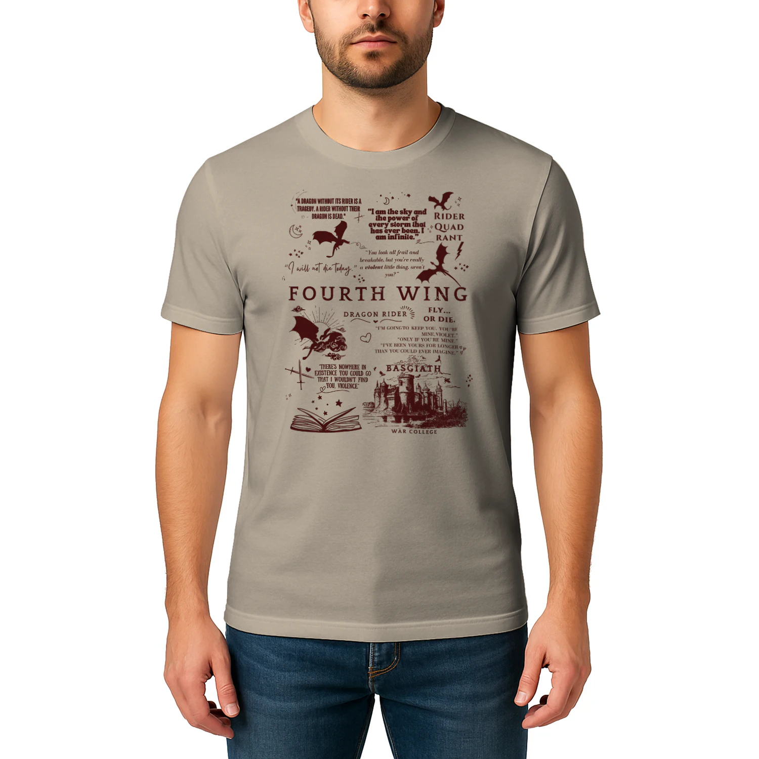 Fourth Wing Heavy Cotton Light Colors T-shirt 1 Side, The Empyrean Series Gildan Tee, Fantasy Romance Book Shirt, Book Gifts