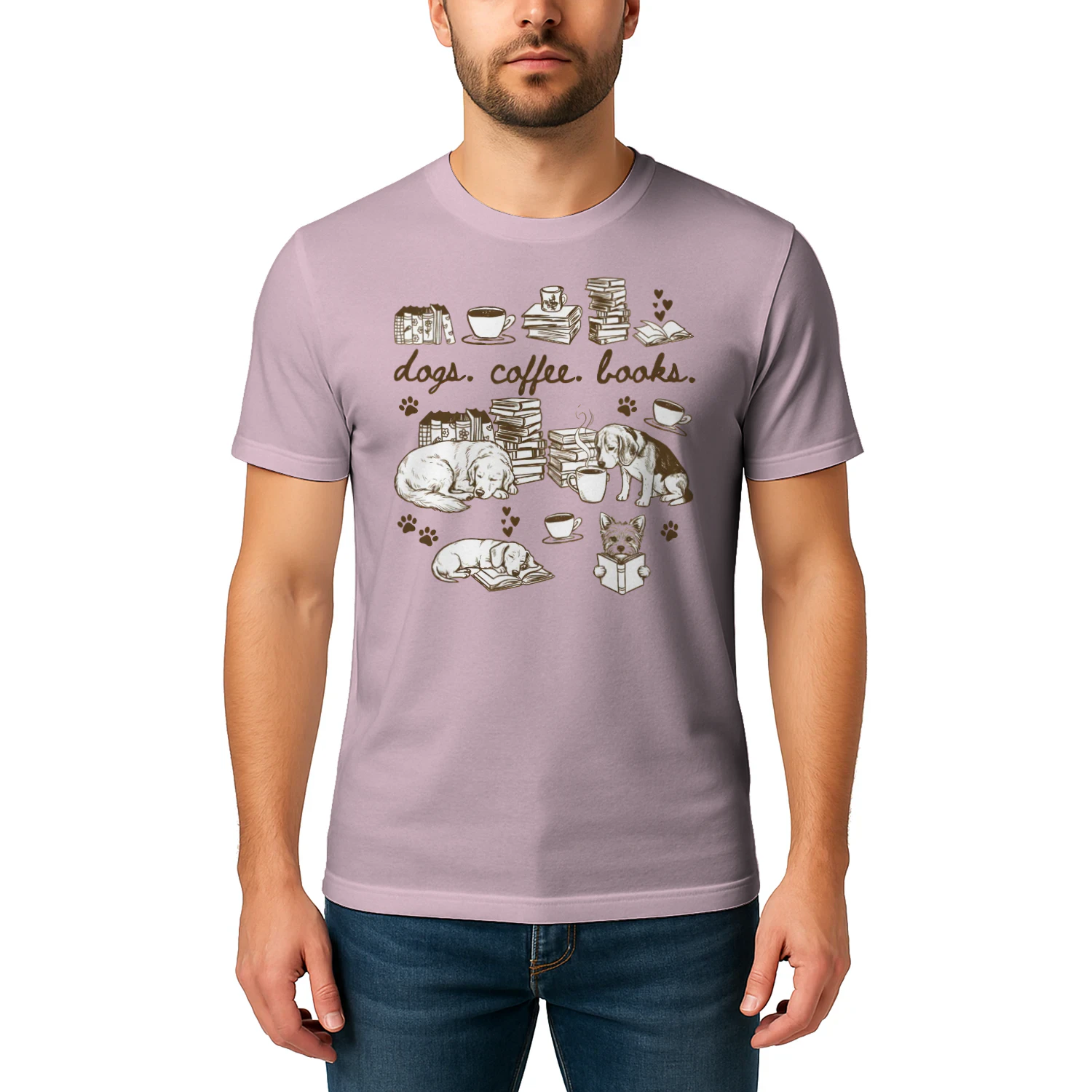 Dogs, Coffee and Book Club Heavy Cotton Light Colors T-shirt 1 Side, Book Club Gildan Tee, Readers Club Shirt, Book Lover Gifts