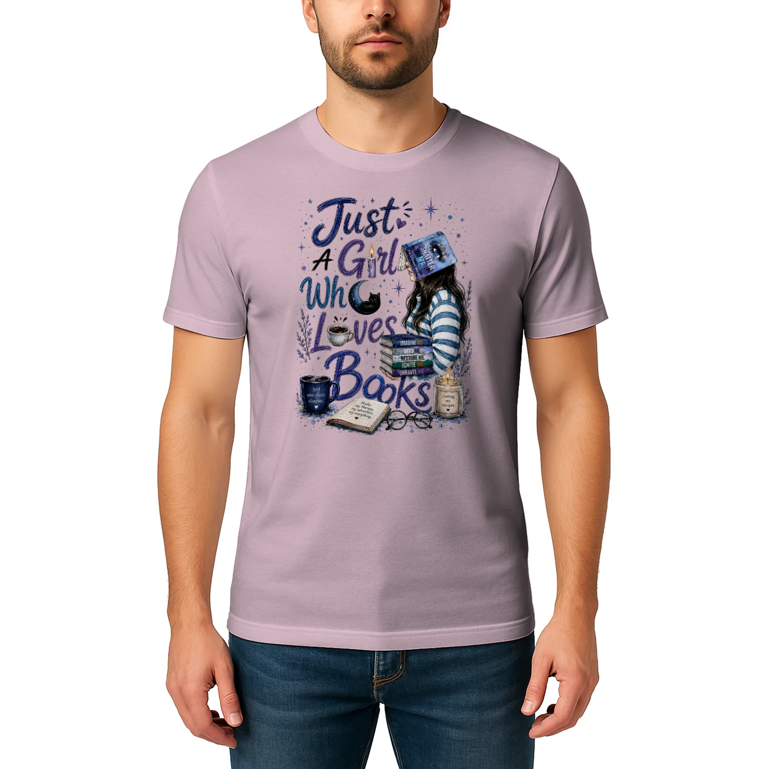 Just A Girl Who Lovers Books Heavy Cotton Light Colors T-shirt 1 Side, Shatter Me Gildan Tee, Romantasy Shirt, Book Lover Gifts