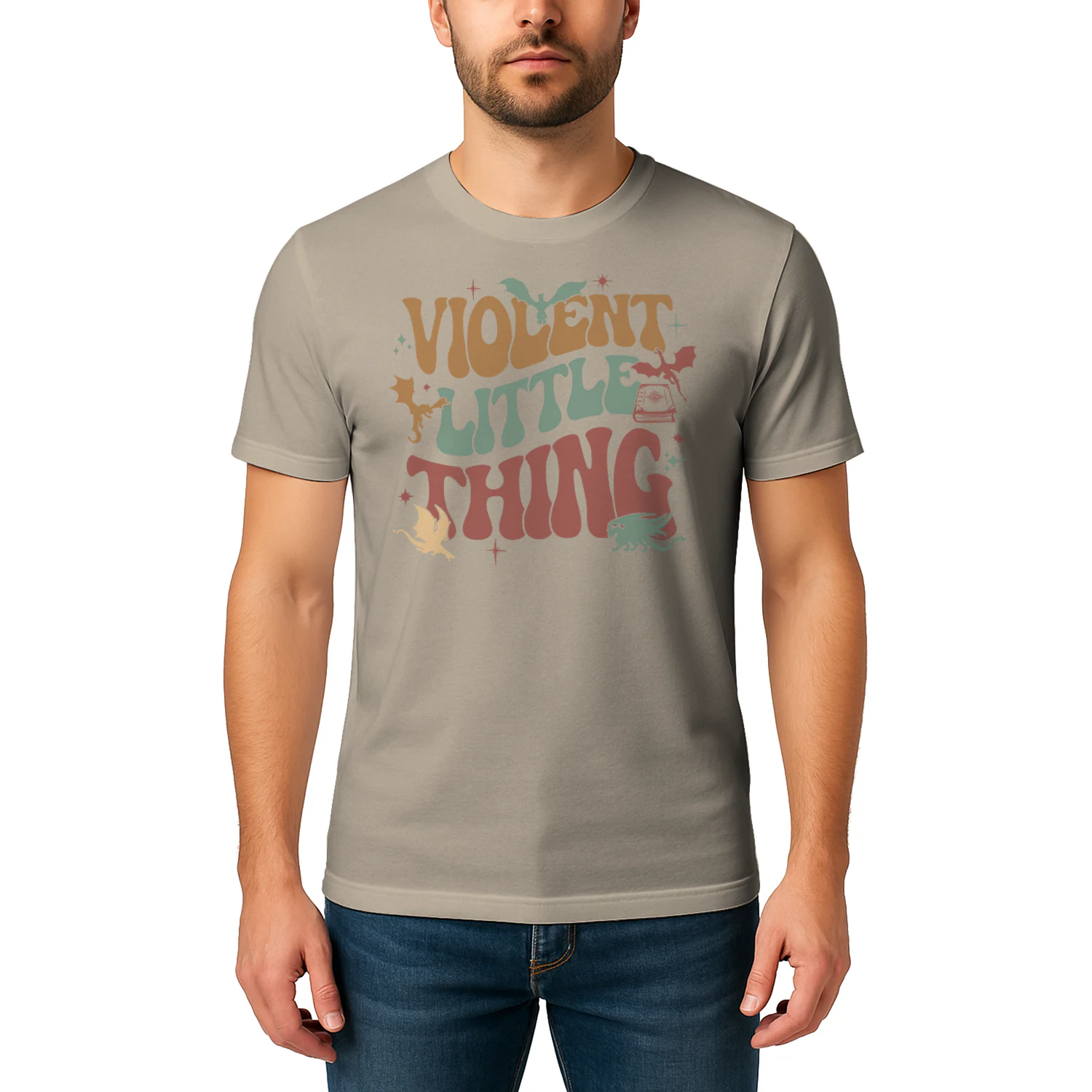 Violent Little Thing Heavy Cotton Light Colors T-shirt 1 Side, Fourth Wing Gildan Tee, Romantasy Book Shirt, Book Gifts