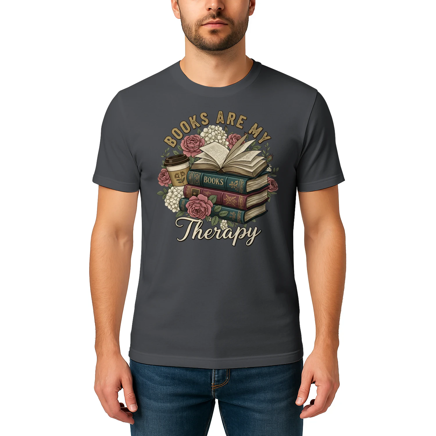 Book Are My Therapy Heavy Cotton Dark Colors T-shirt 1 Side, Book Club Gildan Tee, Readers Club Shirt, Book Lover Gifts