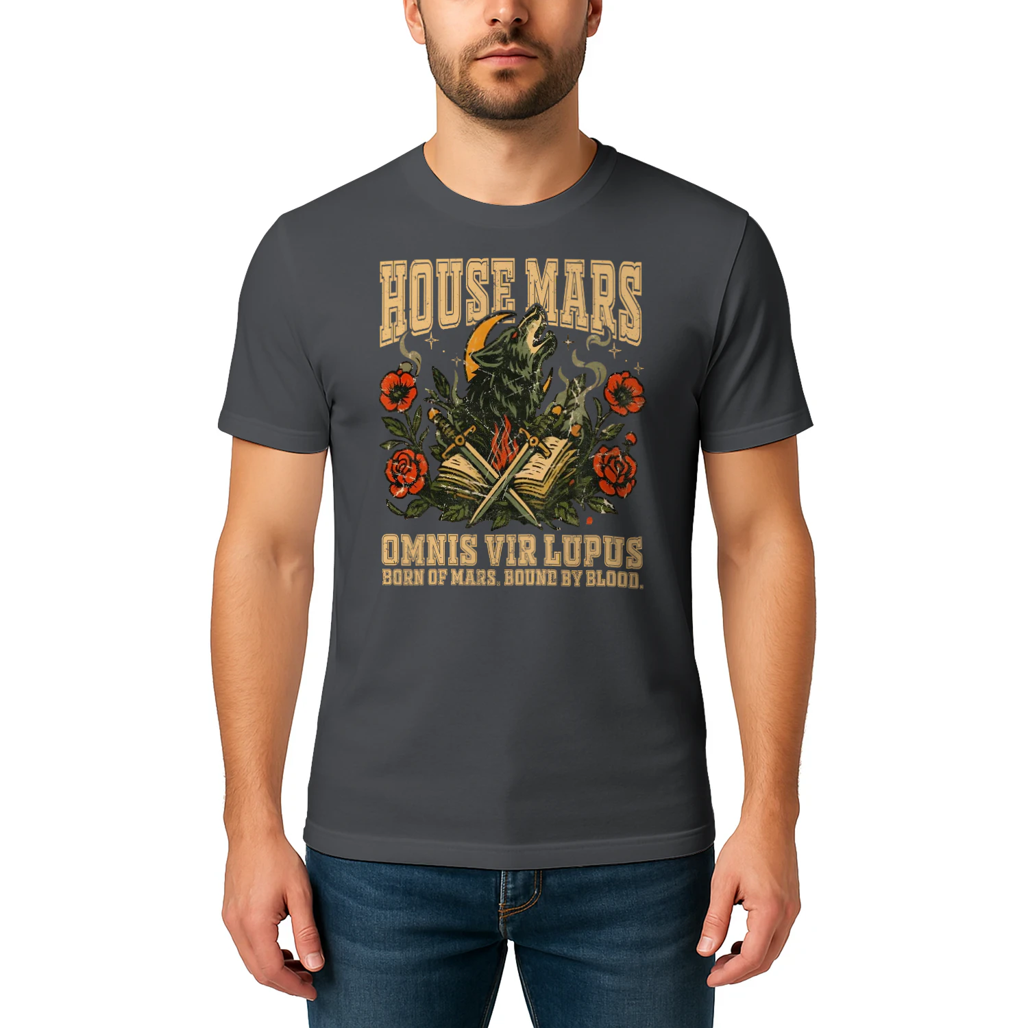 House Mars Heavy Cotton Dark Colors T-shirt 1 Side, Red Rising Saga Gildan Tee, Science Fiction Book Shirt, Book Lover Gifts