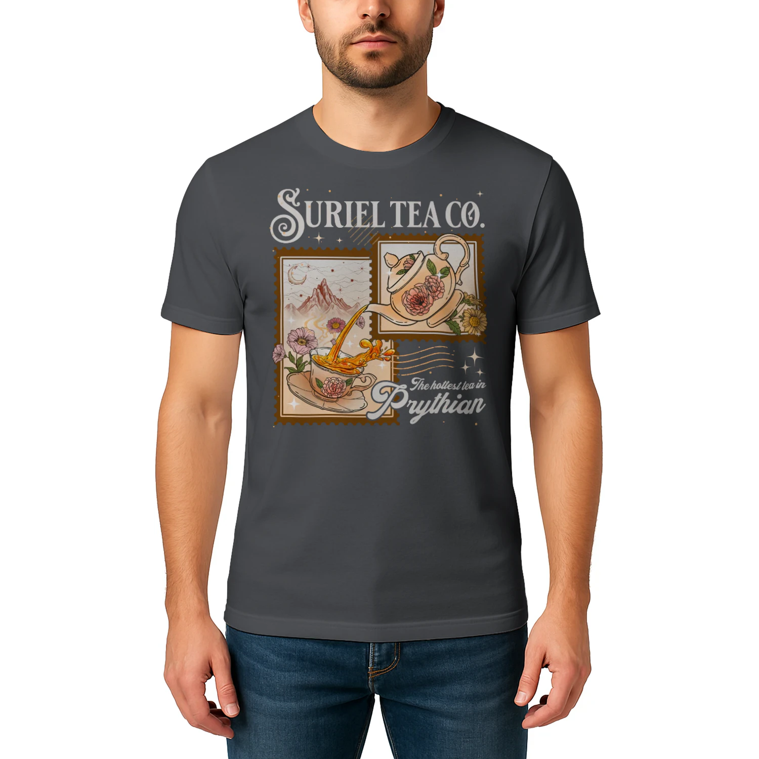 Suriel Tea Co Heavy Cotton Dark Colors T-shirt 1 Side, Acotar Series Gildan Tee, Fantasy Romance Book Shirt, Book Lover Gifts