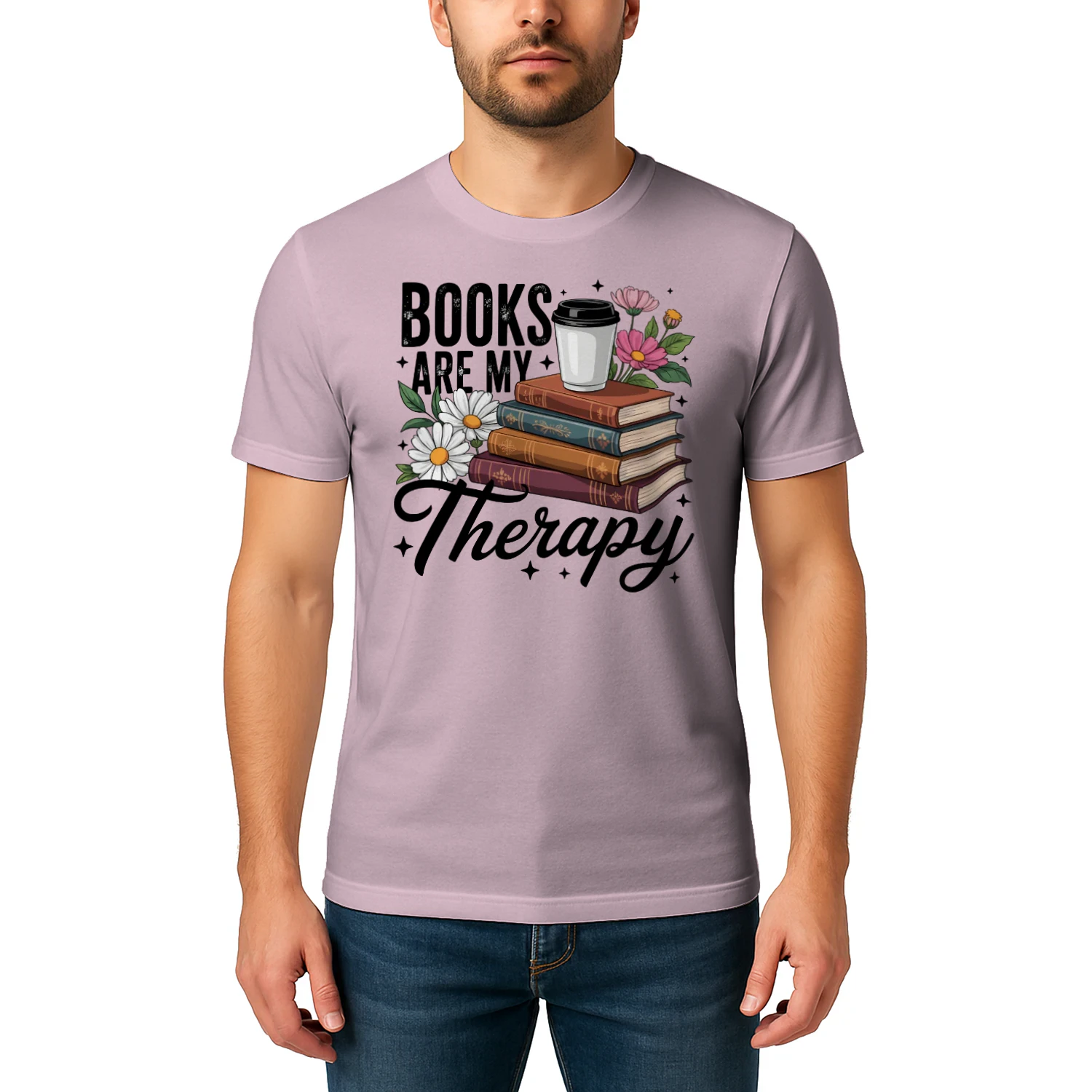 Book Are My Therapy V2 Heavy Cotton Light Colors T-shirt 1 Side, Book Club Gildan Tee, Readers Club Shirt, Book Lover Gifts