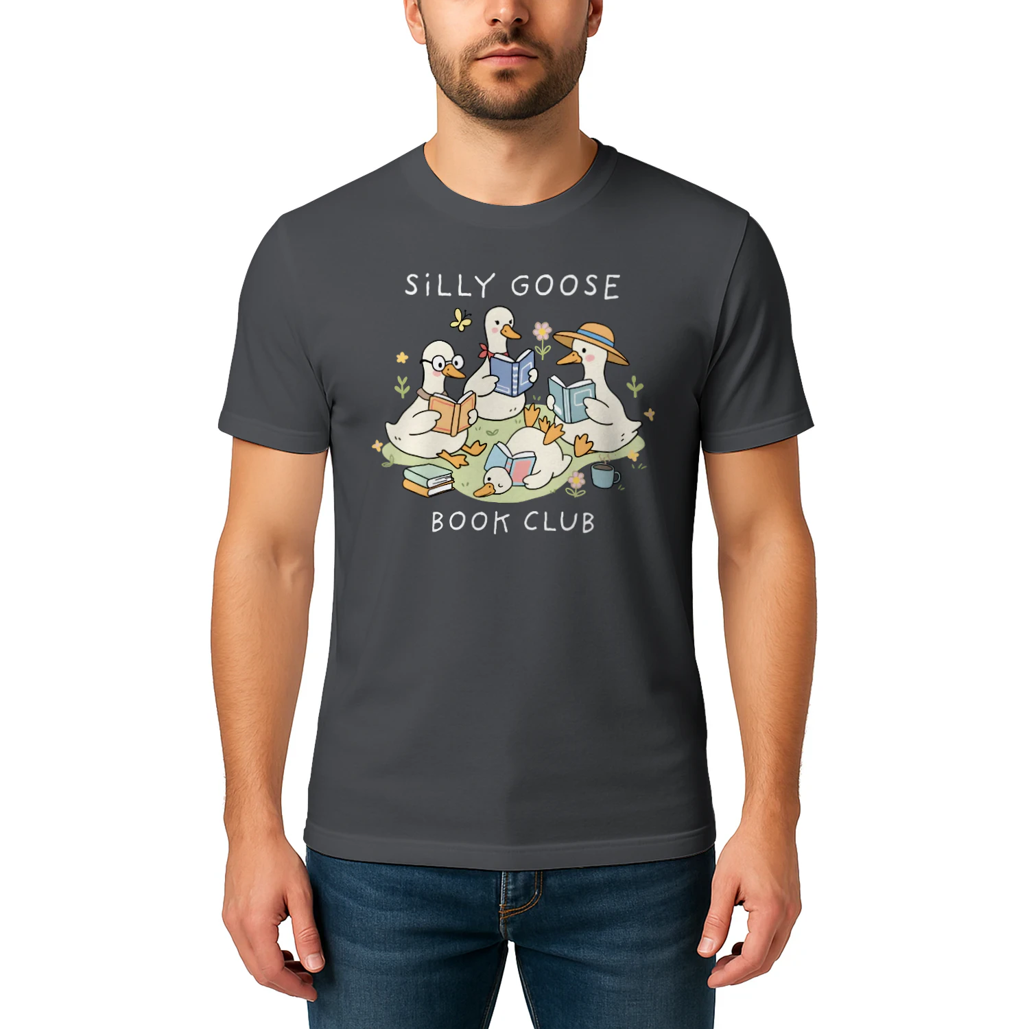 Silly Goose Readers Heavy Cotton Dark Colors T-shirt 1 Side, Funny Book Club Gildan Tee, Readers Club Shirt, Book Lover Gifts