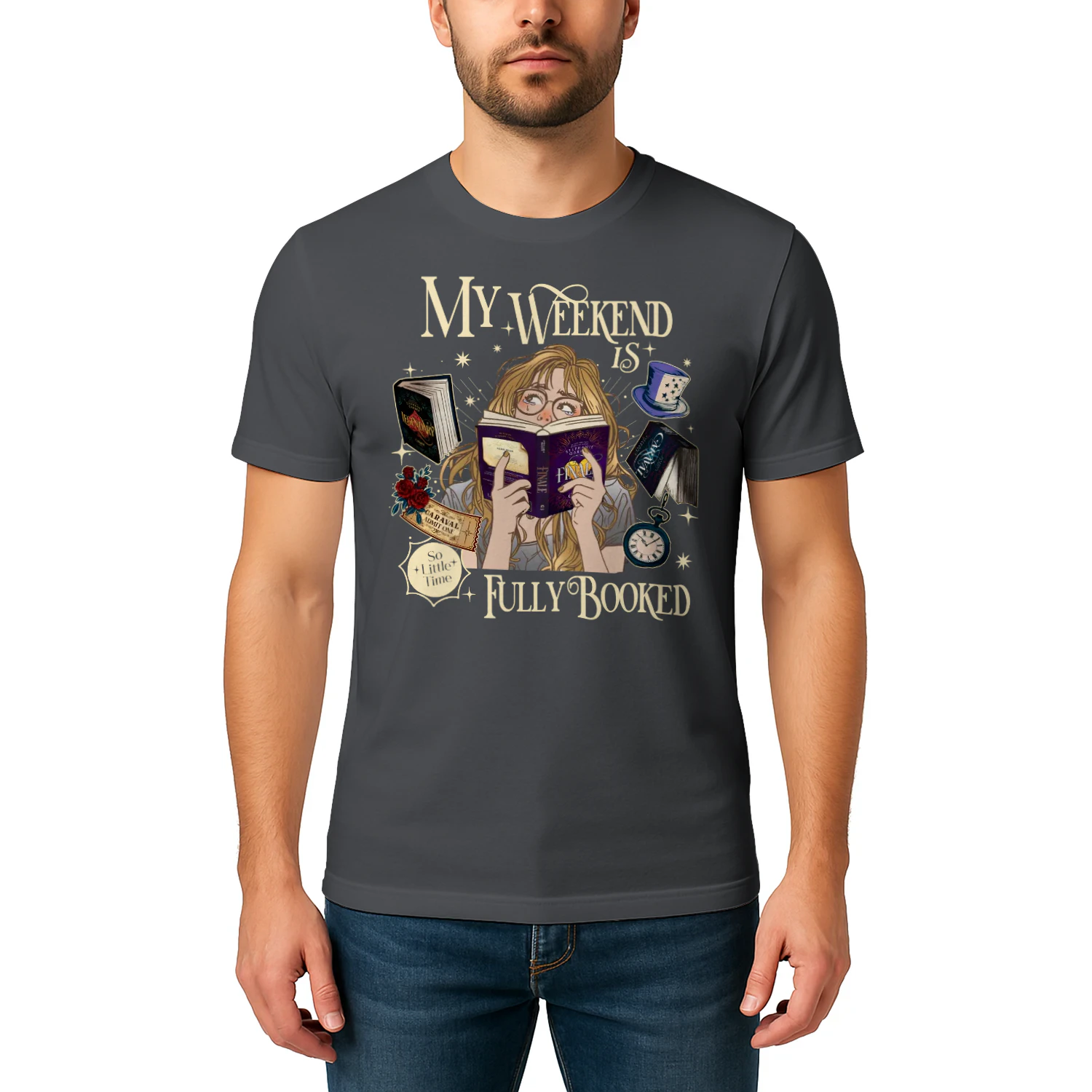 My Weekend Is Fully Booked Heavy Cotton Dark Colors T-shirt 2 Side, Caraval Series Gildan Tee, Young Adult Book Shirt, Book Lover Gifts