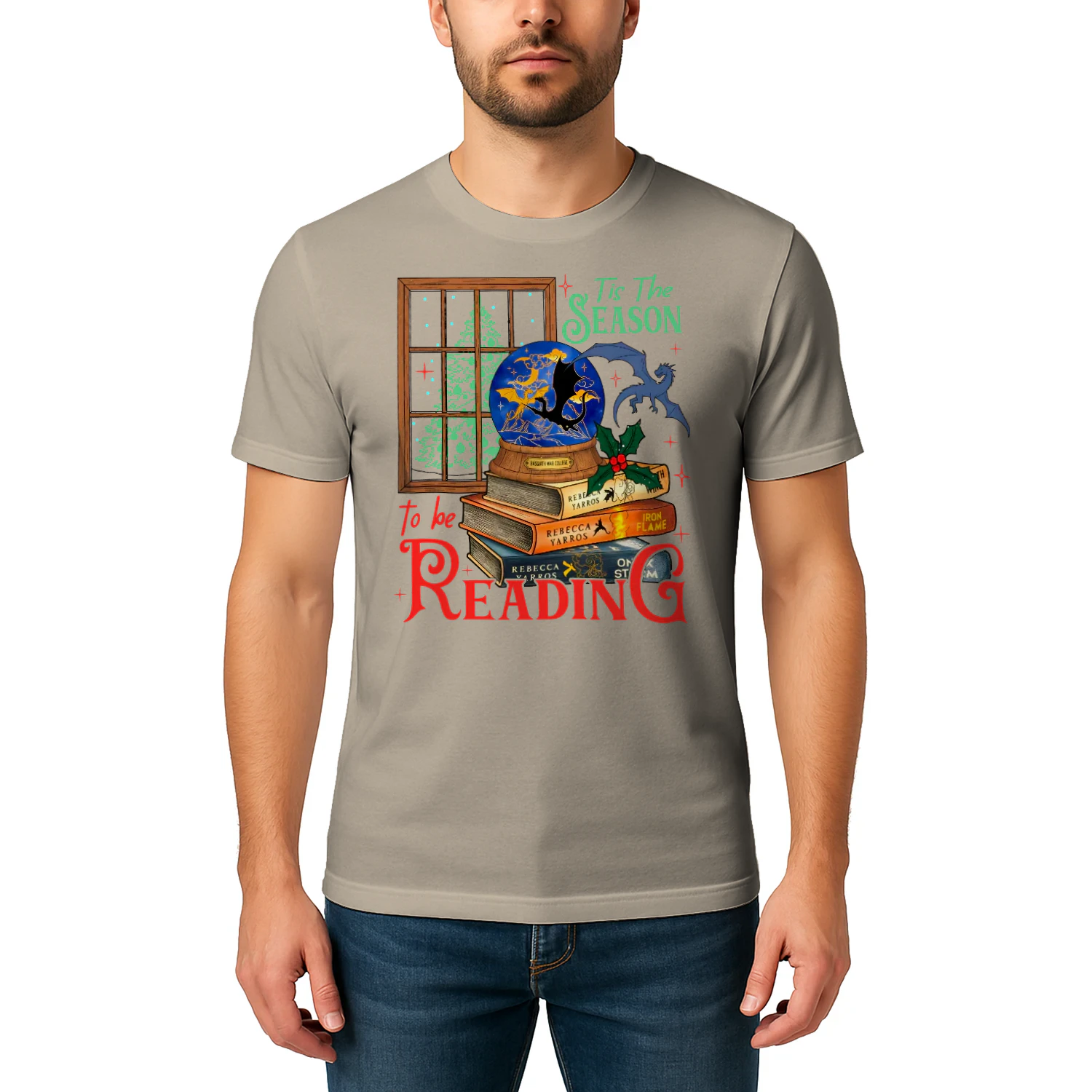 Tis The Season To Be Reading Heavy Cotton T-shirt 1 Side, Fourth Wing Series Gildan Tee, Romantasy Book Shirt, Book Lover Gifts