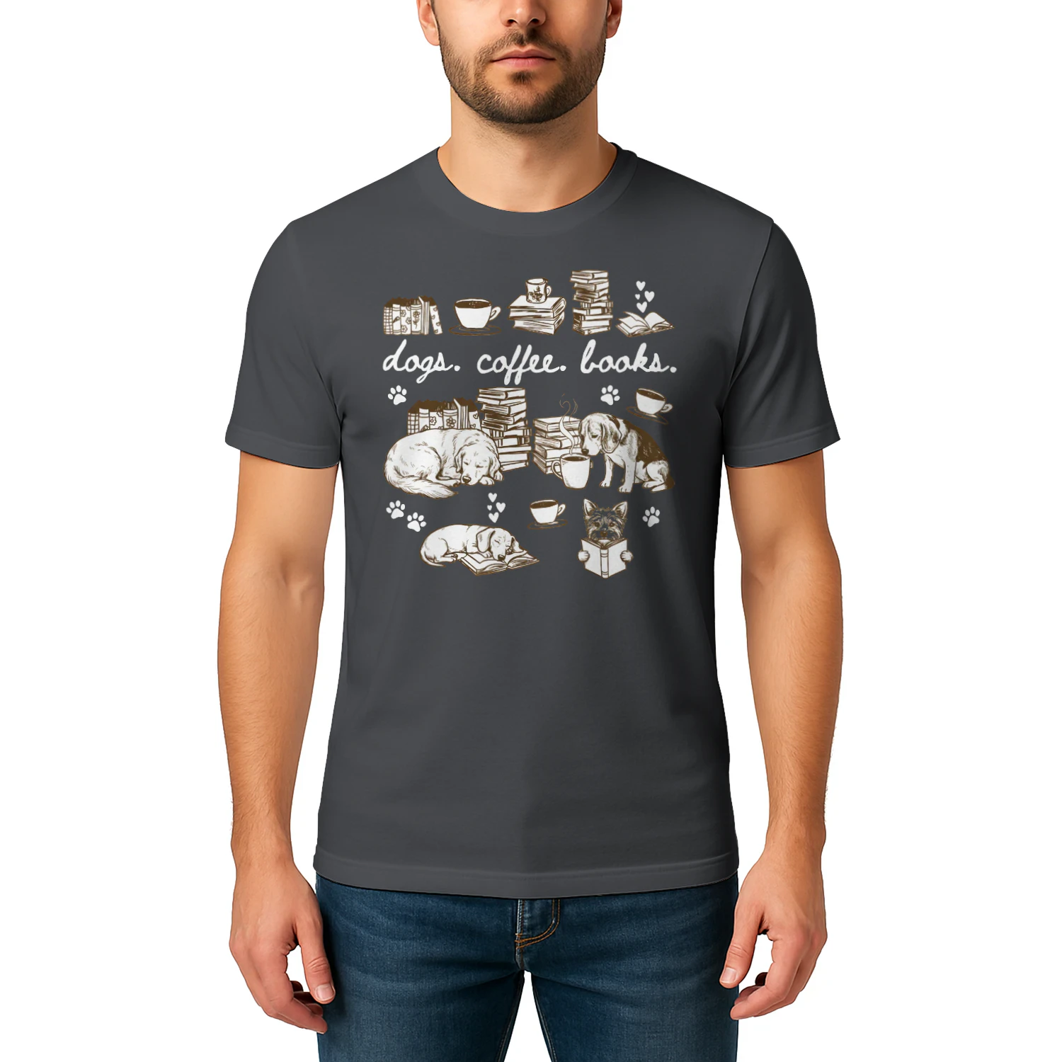 Dogs, Coffee and Book Club Heavy Cotton Dark Colors T-shirt 1 Side, Book Club Gildan Tee, Readers Club Shirt, Book Lover Gifts