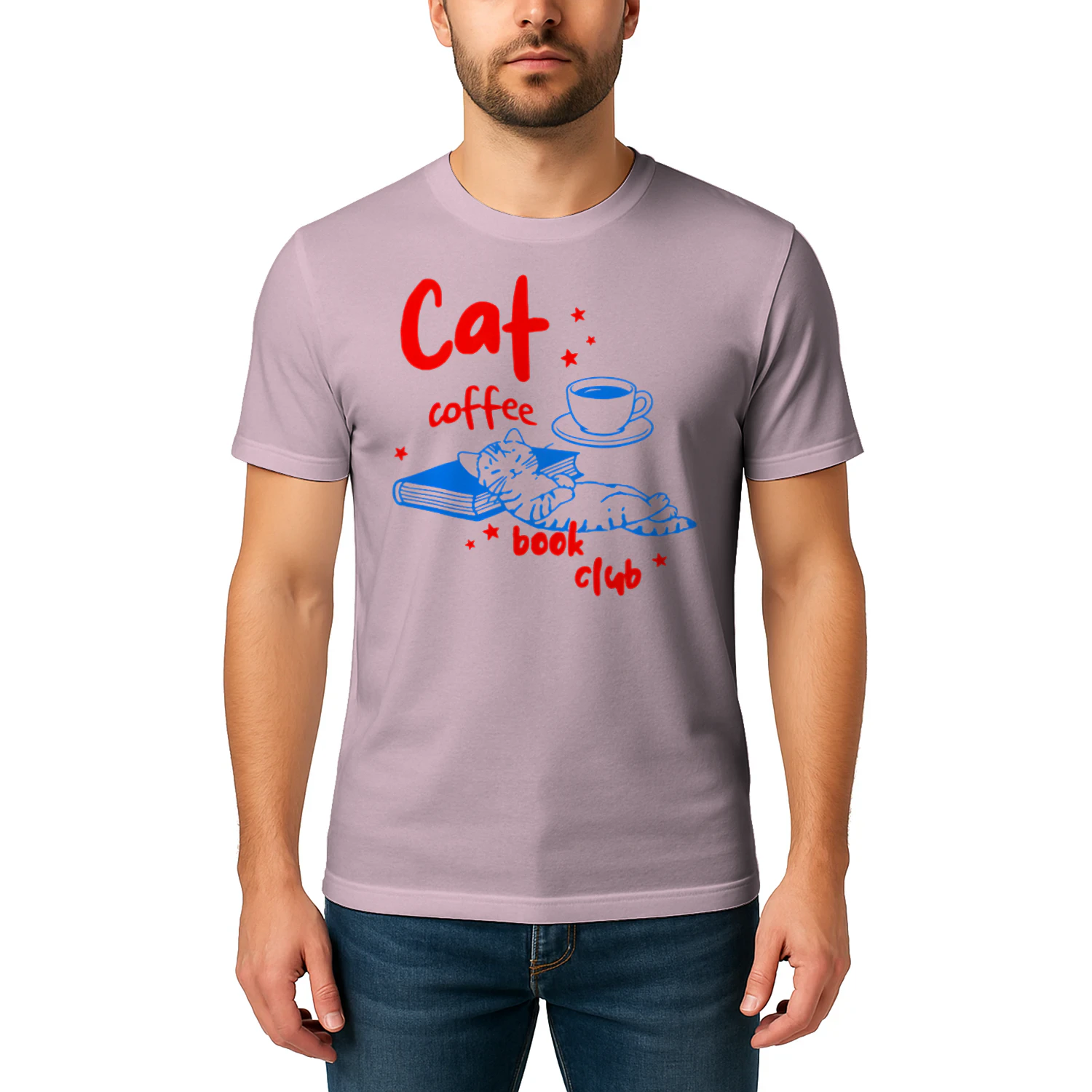 Cat, Coffee, Book Club Heavy Cotton Light Colors T-shirt 1 Side, Book Club Gildan Tee, Readers Club Shirt, Book Lover Gifts