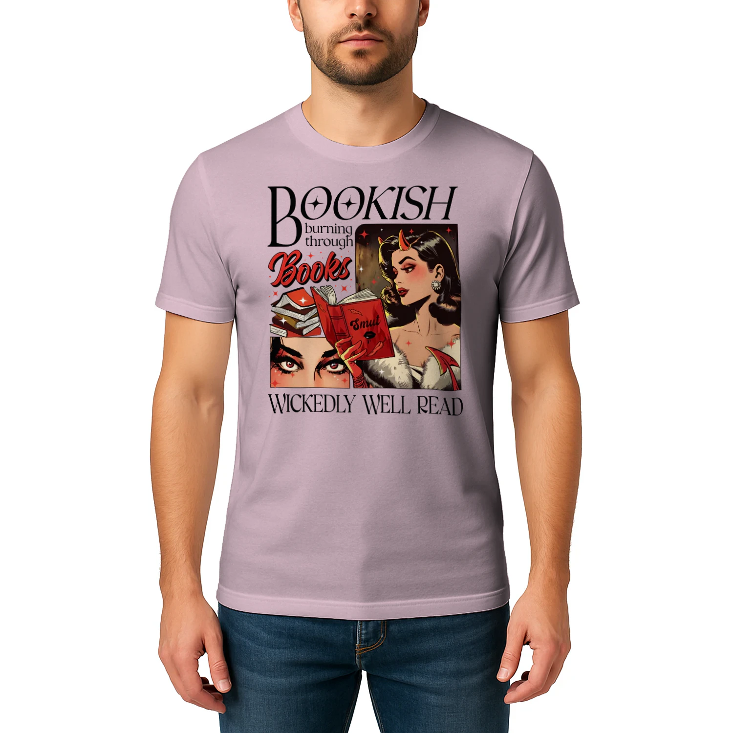 Bookish Burning Through Heavy Cotton Light Colors T-shirt 1 Side, Wickedly Well Read Gildan Tee, Readers Club Shirt, Book Lover Gifts