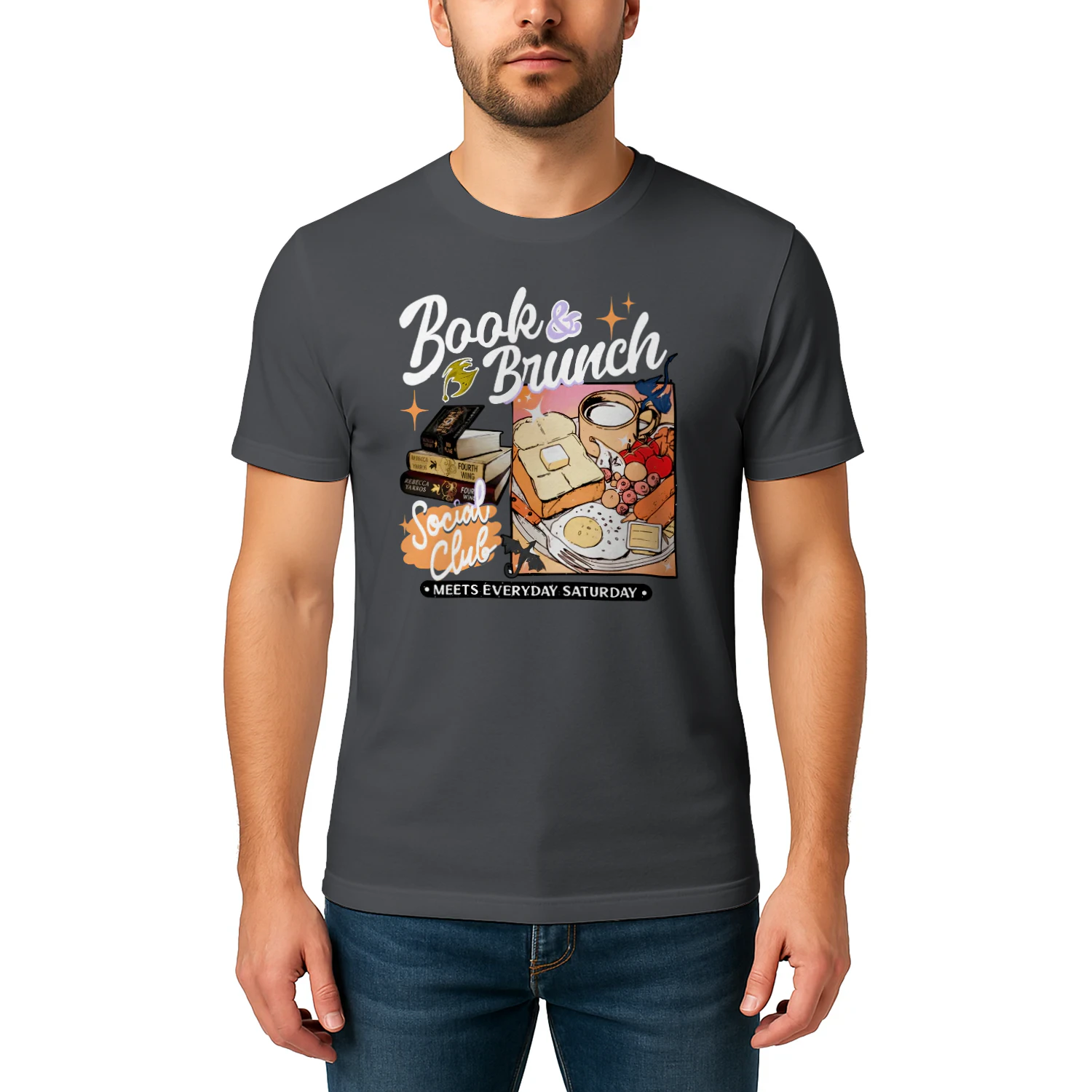 Book Brunch Heavy Cotton Dark Colors T-shirt 1 Side, Social Club Gildan Tee, Readers Club Shirt, Book Lover Gifts