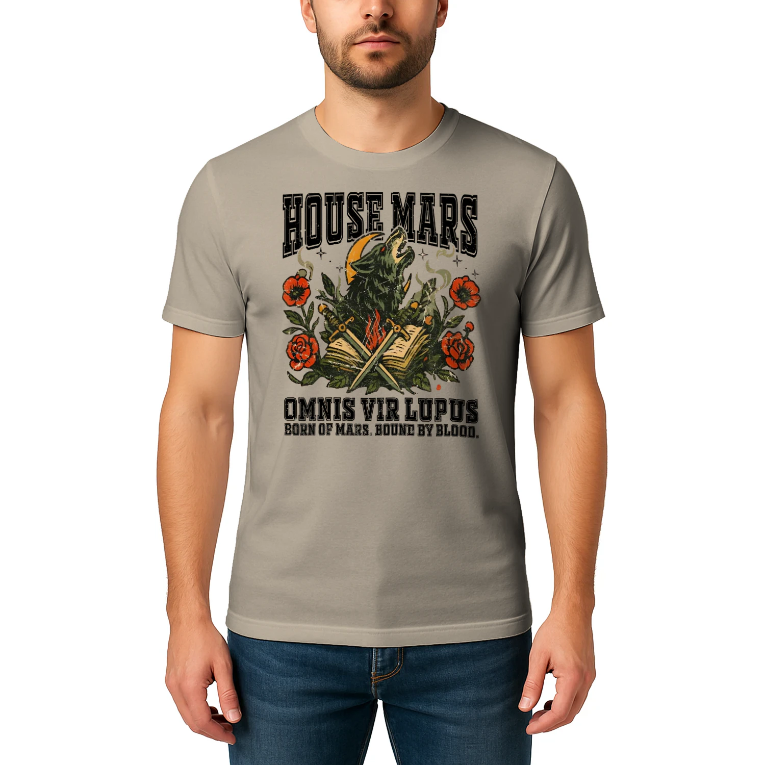 House Mars Heavy Cotton Light Colors T-shirt 1 Side, Red Rising Saga Gildan Tee, Science Fiction Book Shirt, Book Gifts
