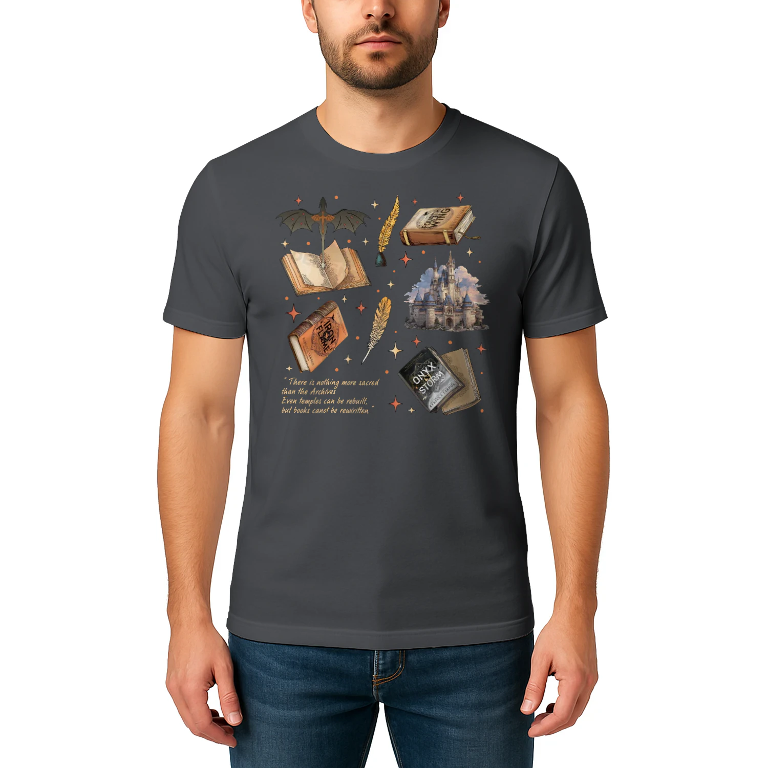 Fourth Wing Heavy Cotton Dark Colors T-shirt 1 Side, The Empyrean Series Gildan Tee, Fantasy Romance Book Shirt, Book Lover Gifts