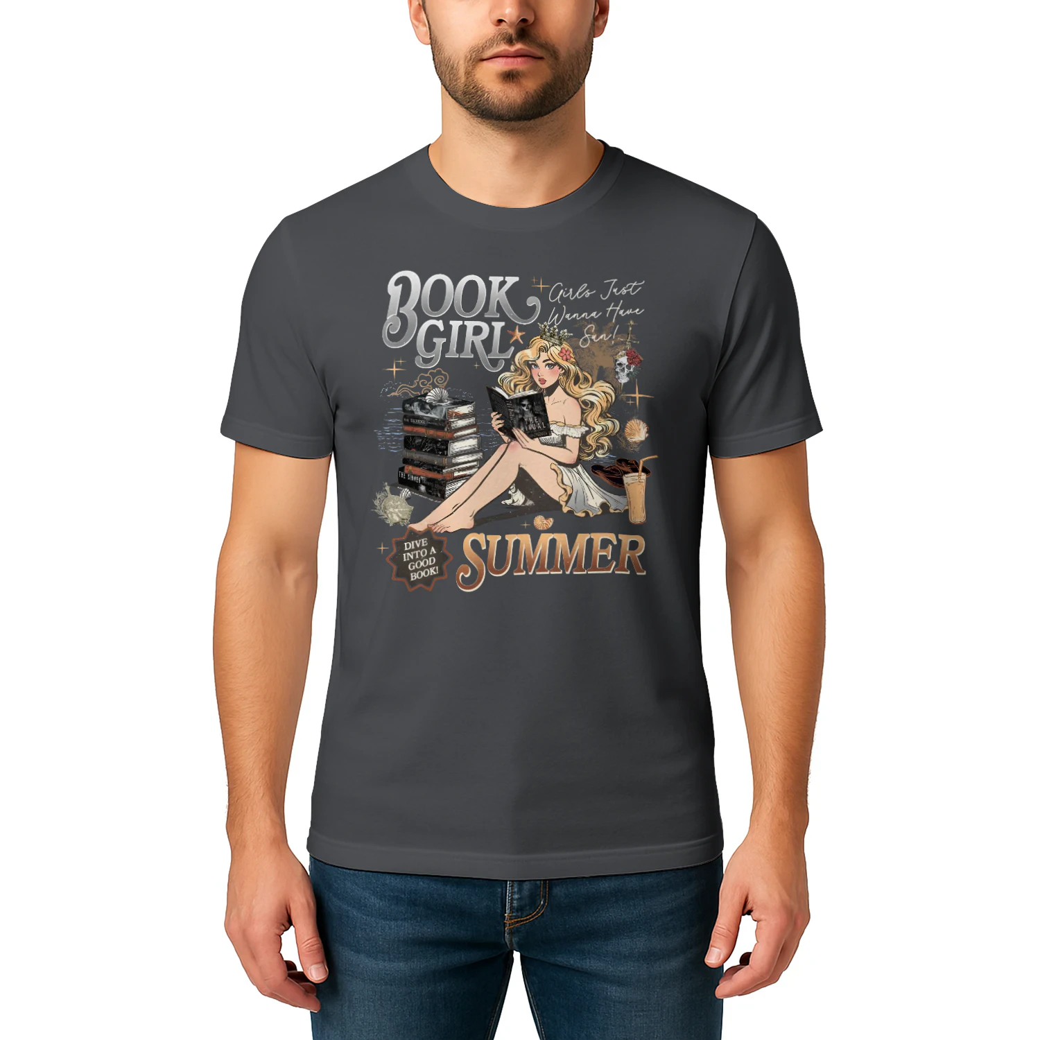 Book Girl Summer Heavy Cotton Dark Colors T-shirt 2 Side, The Enemy Series Gildan Tee, Survival Horror Book Shirt, Book Lover Gifts