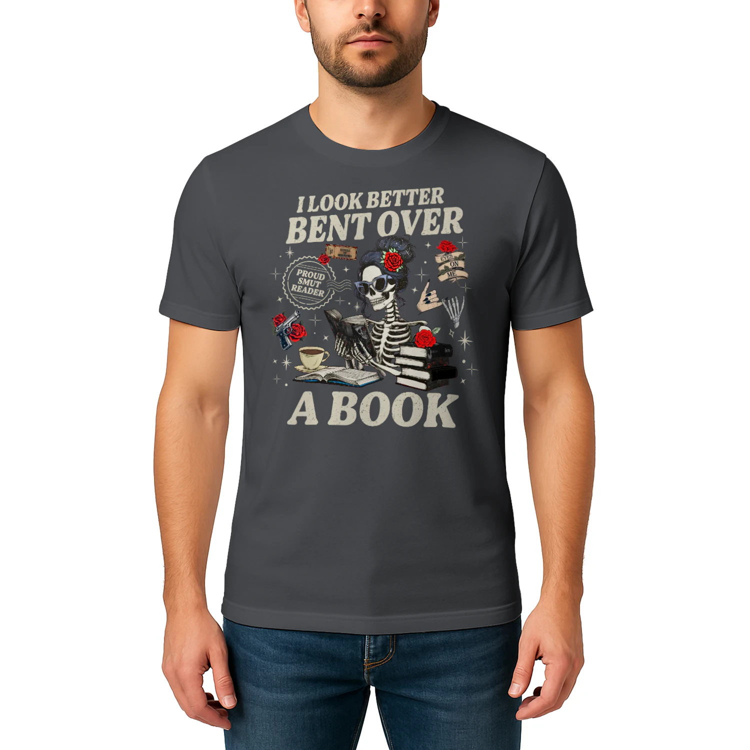 I Look Better Bent Over A Book Heavy Cotton Dark Colors T-shirt 1 Side, Haunting Adeline Gildan Tee, Dark Romance Shirt, Book Lover Gifts