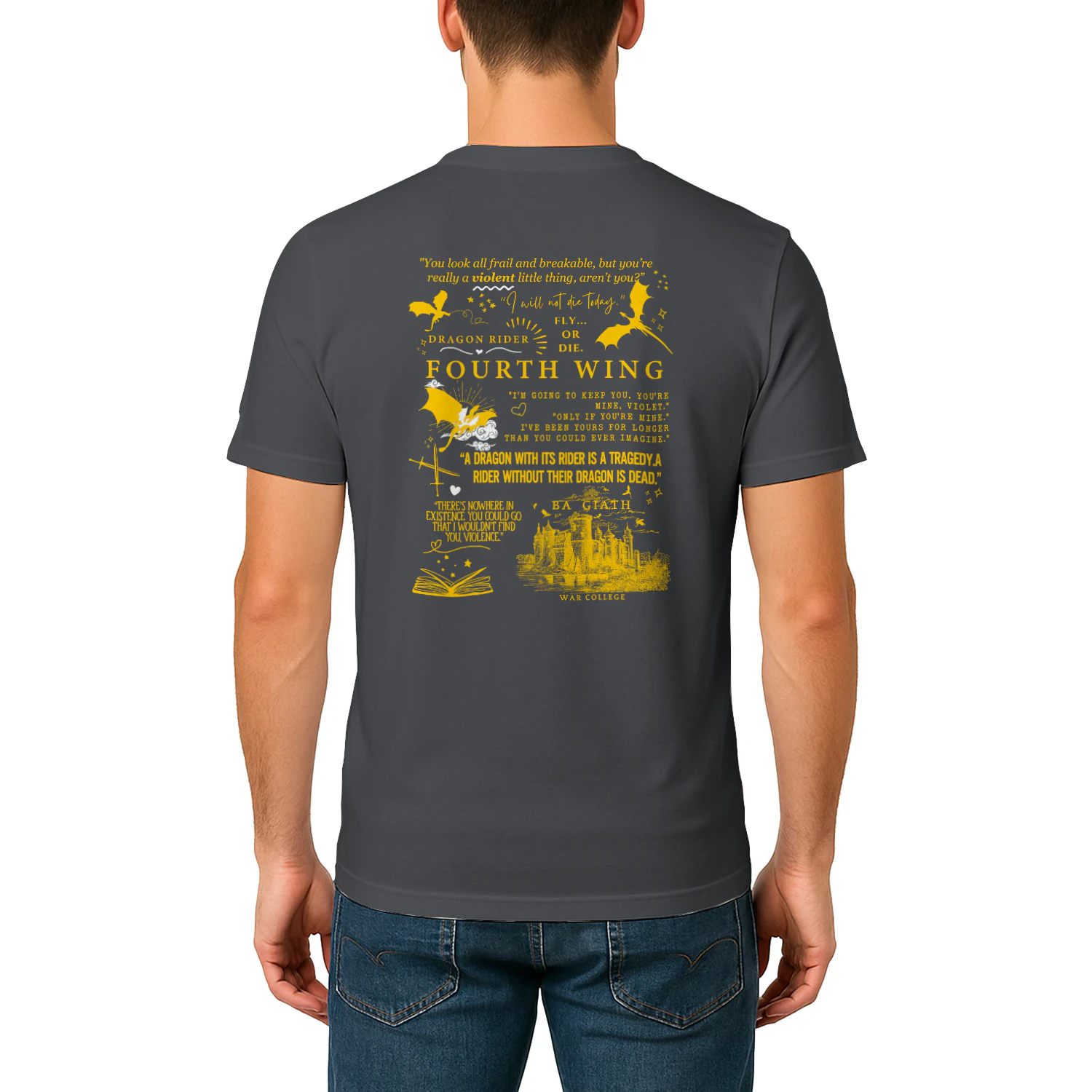 Basgiath War College Heavy Cotton Shirt 2 Side, Fourth Wing Series Tee, Romantasy Shirt, Book Lover Gifts