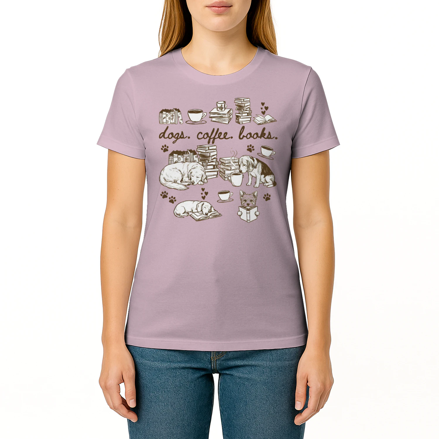 Dogs, Coffee and Book Club Heavy Cotton Light Colors T-shirt 1 Side, Book Club Gildan Tee, Readers Club Shirt, Book Lover Gifts