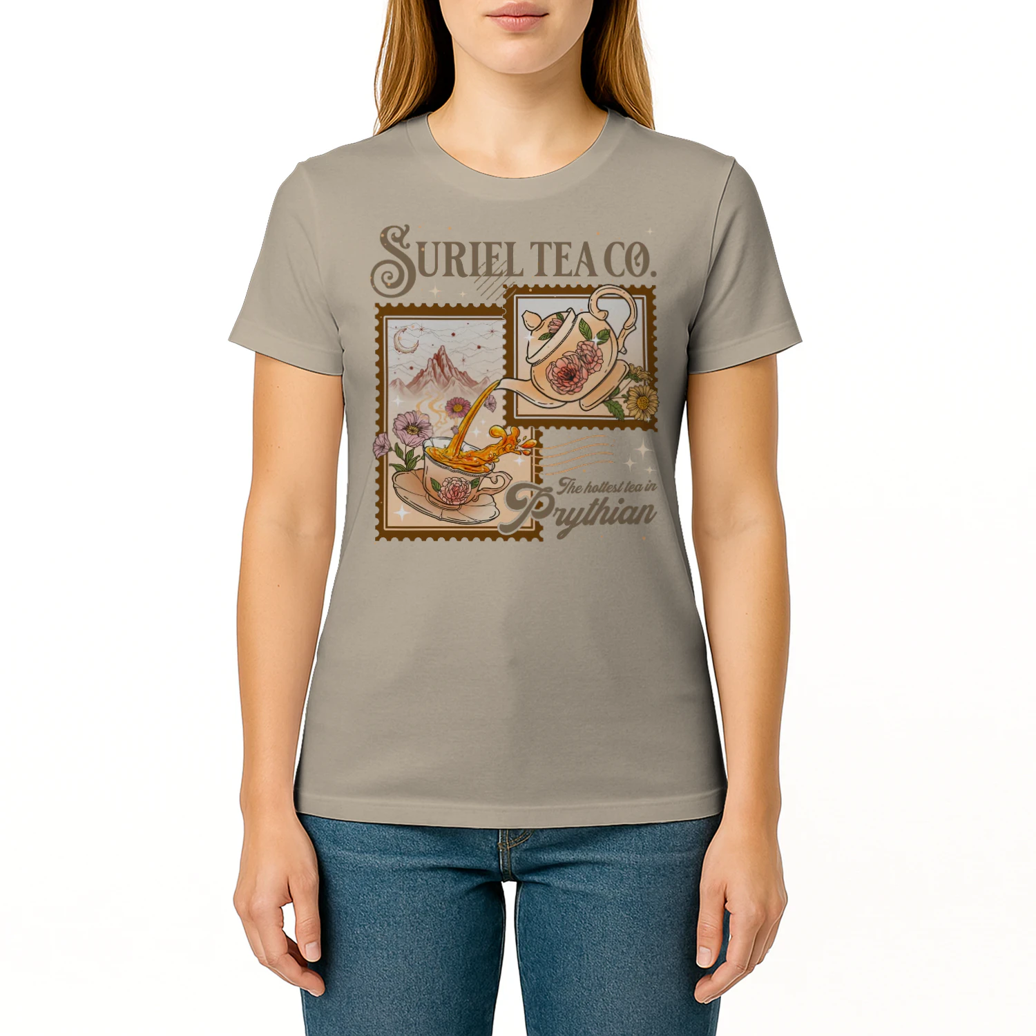 Suriel Tea Co Heavy Cotton Light Colors T-shirt 1 Side, Acotar Series Gildan Tee, Fantasy Romance Book Shirt, Book Lover Gifts