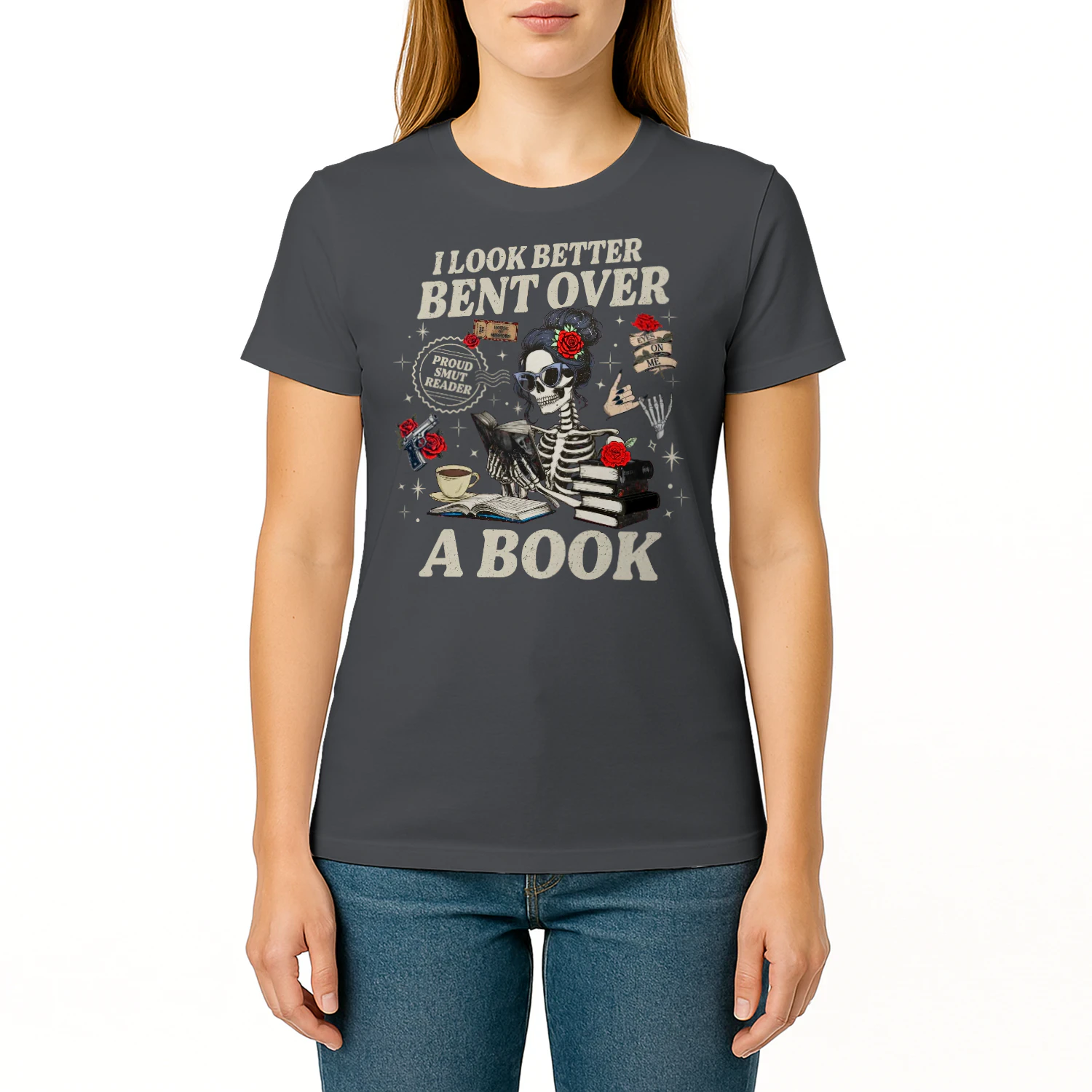 I Look Better Bent Over A Book Heavy Cotton Dark Colors T-shirt 1 Side, Haunting Adeline Gildan Tee, Dark Romance Shirt, Book Lover Gifts