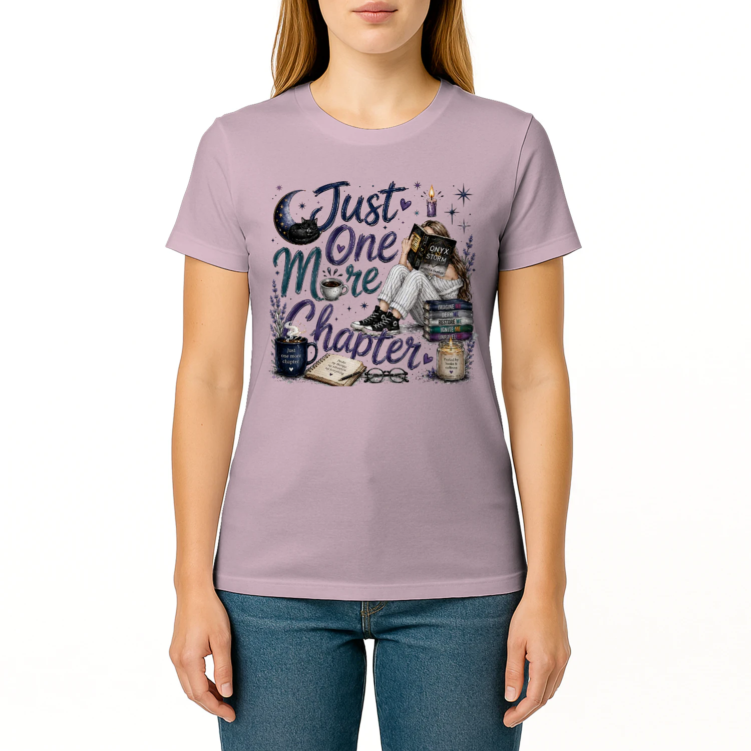Just One More Chapter Heavy Cotton Light Colors T-shirt 1 Side, Fourth Wing Gildan Tee, Romantasy Shirt, Book Lover Gifts